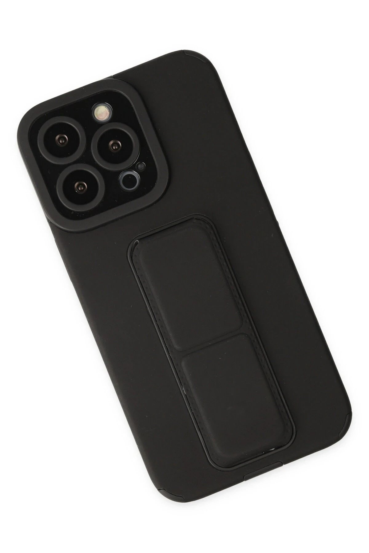 Newface iPhone 13 Pro Kılıf Mega Standlı Silikon - Siyah