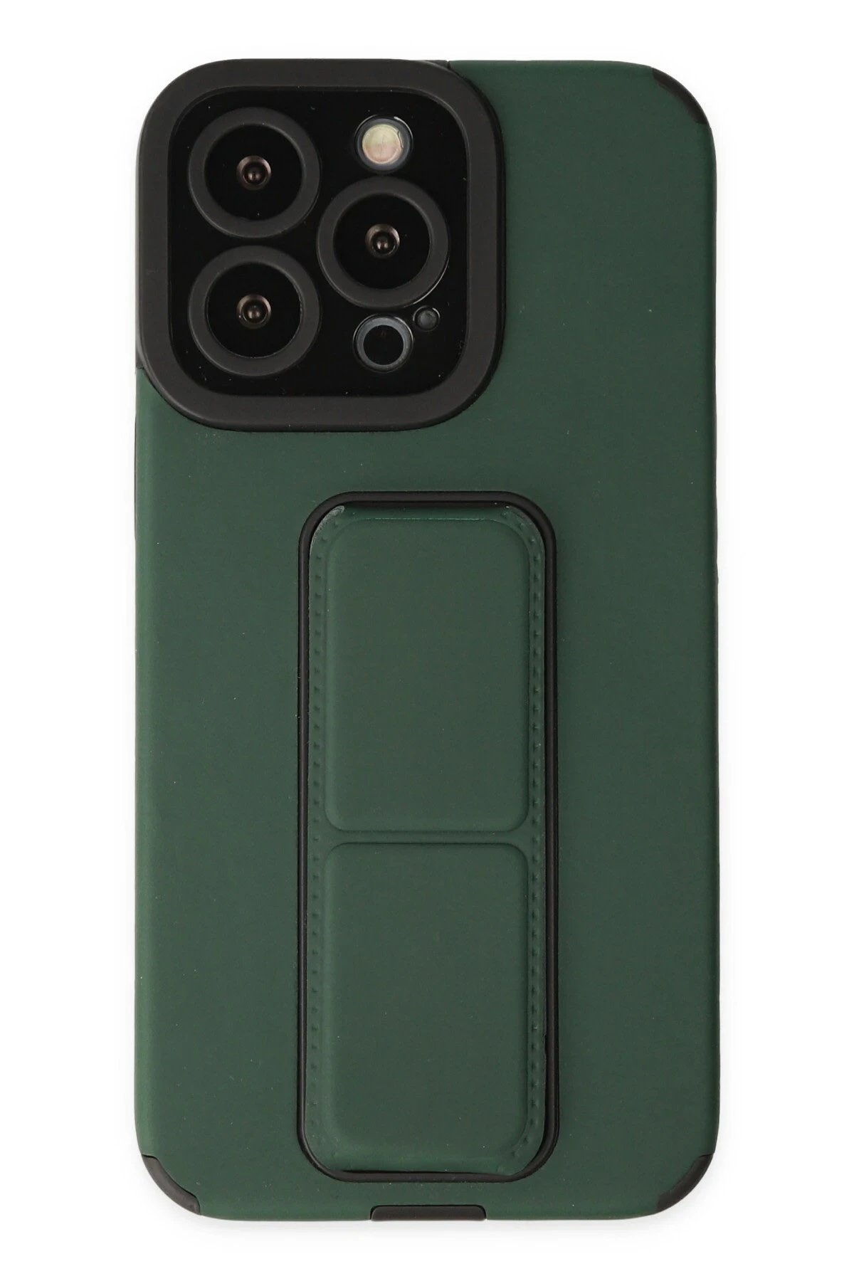 Newface iPhone 13 Pro Kılıf Mega Standlı Silikon - Yeşil