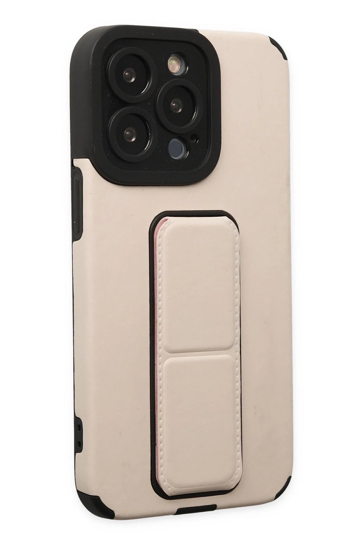 Newface iPhone 13 Pro Max Kılıf Mega Standlı Silikon - Gold