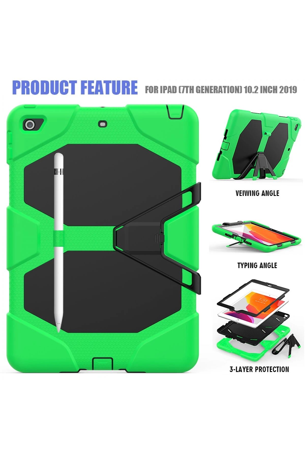 Newface iPad 10.2 (7.nesil) Kılıf Griffin Tablet Kapak - Yeşil