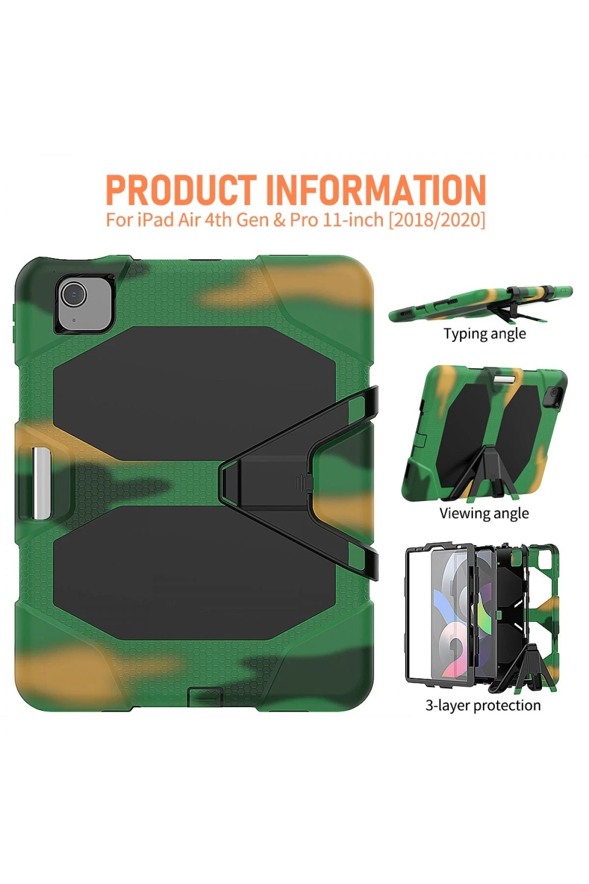 Newface iPad Pro 11 (2020) Kılıf Griffin Tablet Kapak - Kamuflaj