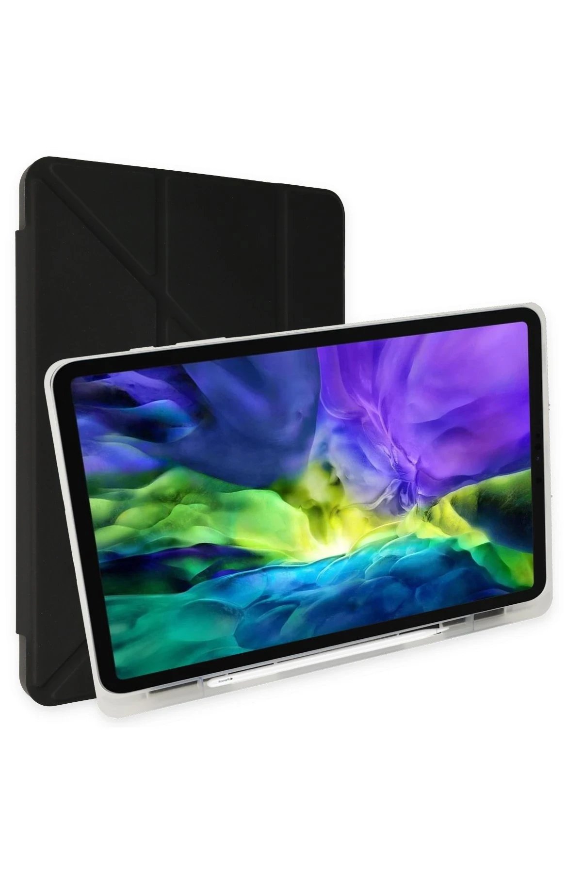 Newface iPad Pro 12.9 (2021) Kılıf Kalemlikli Mars Tablet Kılıfı - Siyah