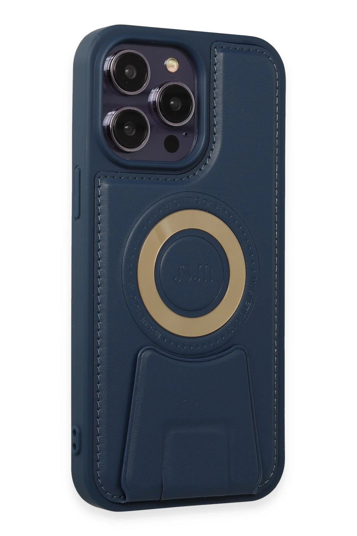 Newface iPhone 13 Pro Max Kılıf Merkür Magneticsafe Standlı Kapak - Lacivert