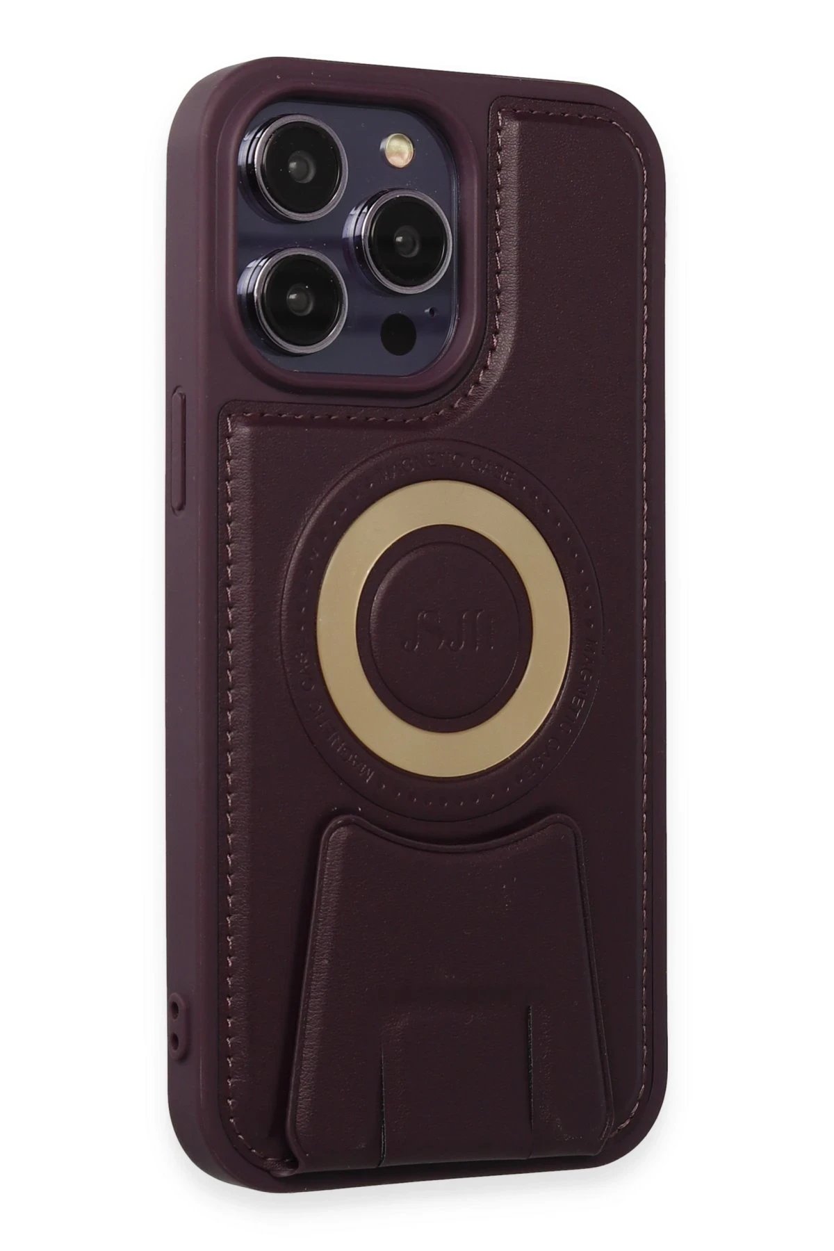 Newface iPhone 13 Pro Max Kılıf Merkür Magneticsafe Standlı Kapak - Derin Mor