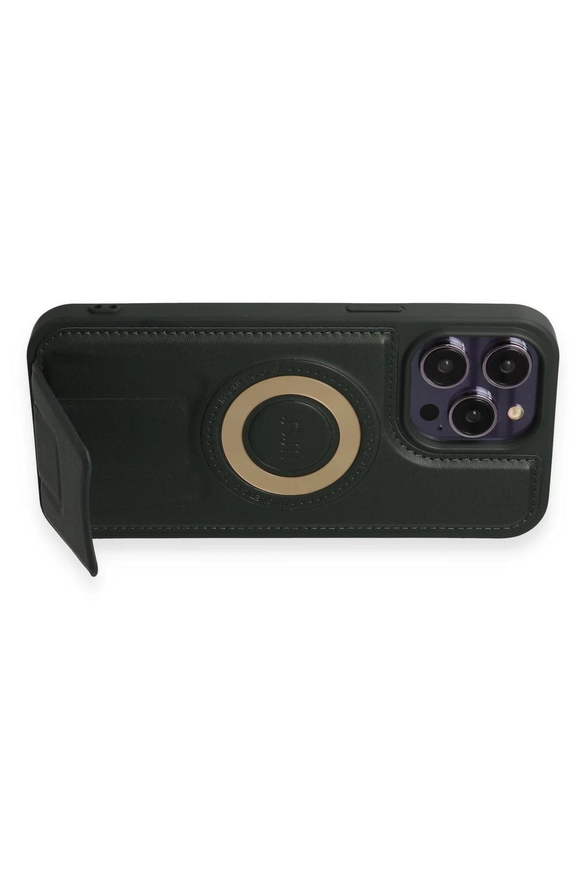 Newface iPhone 14 Pro Kılıf Merkür Magneticsafe Standlı Kapak - Koyu Yeşil