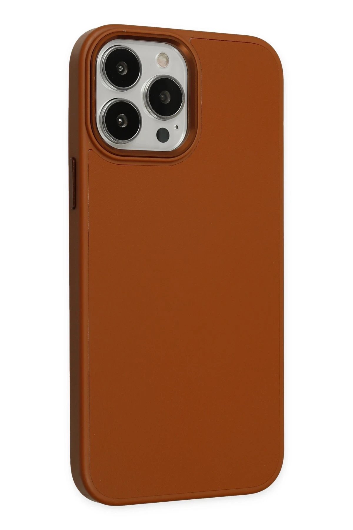 Newface iPhone 13 Pro Kılıf Asya Deri Silikon - Kahverengi