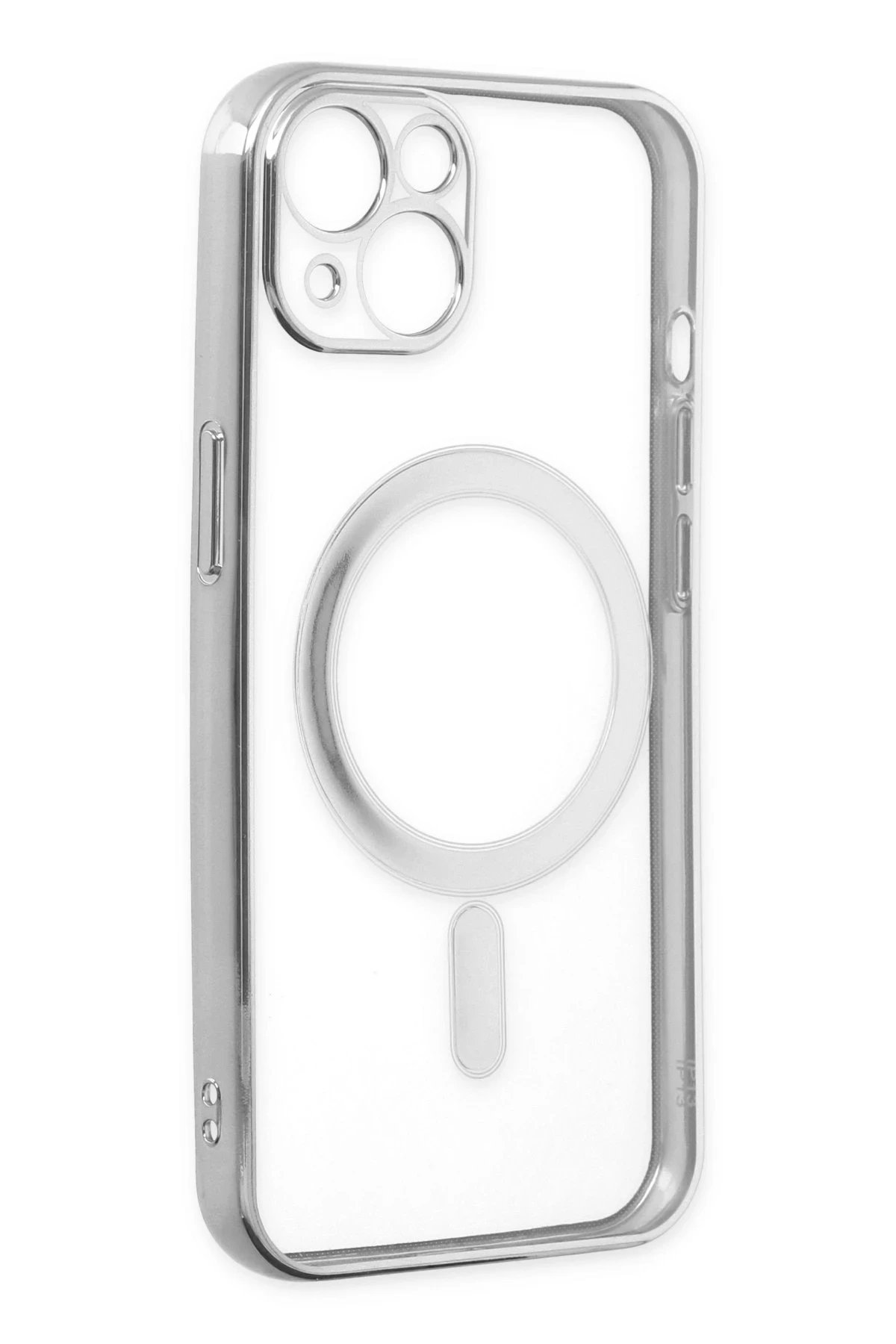 Newface iPhone 14 Plus Kılıf Magneticsafe Lazer Silikon - Gümüş