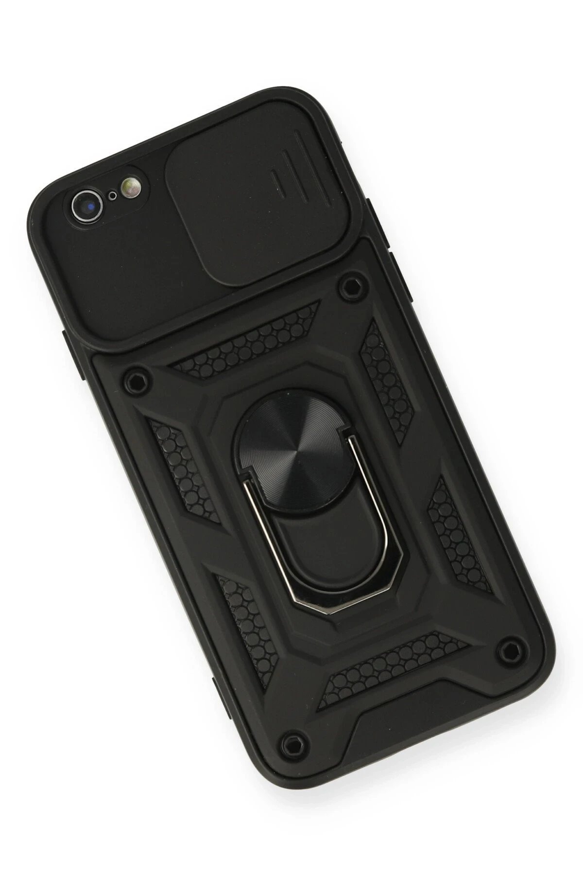 Newface iPhone 6 Kılıf Pars Lens Yüzüklü Silikon - Siyah