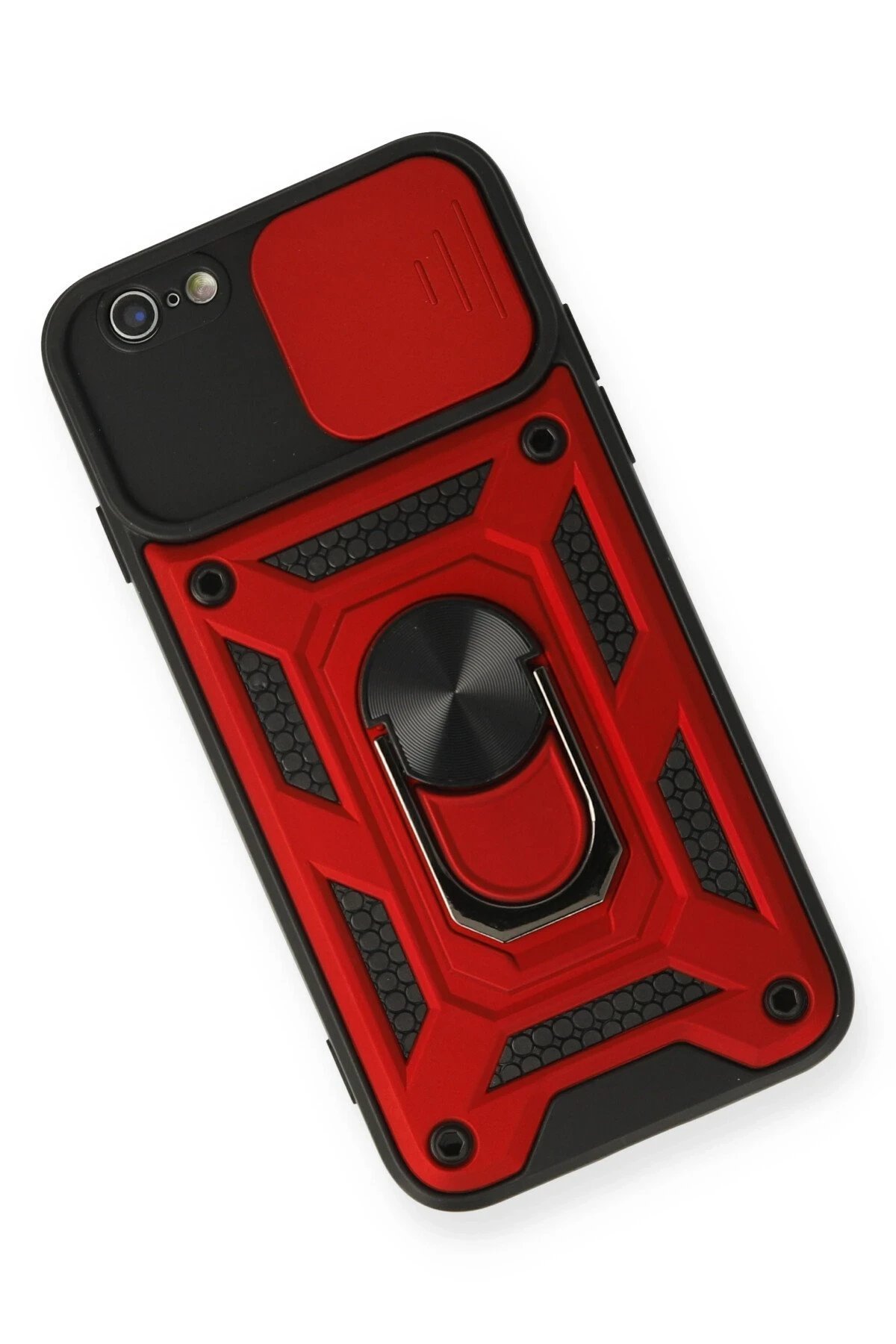 Newface iPhone 6 Kılıf Pars Lens Yüzüklü Silikon - Kırmızı