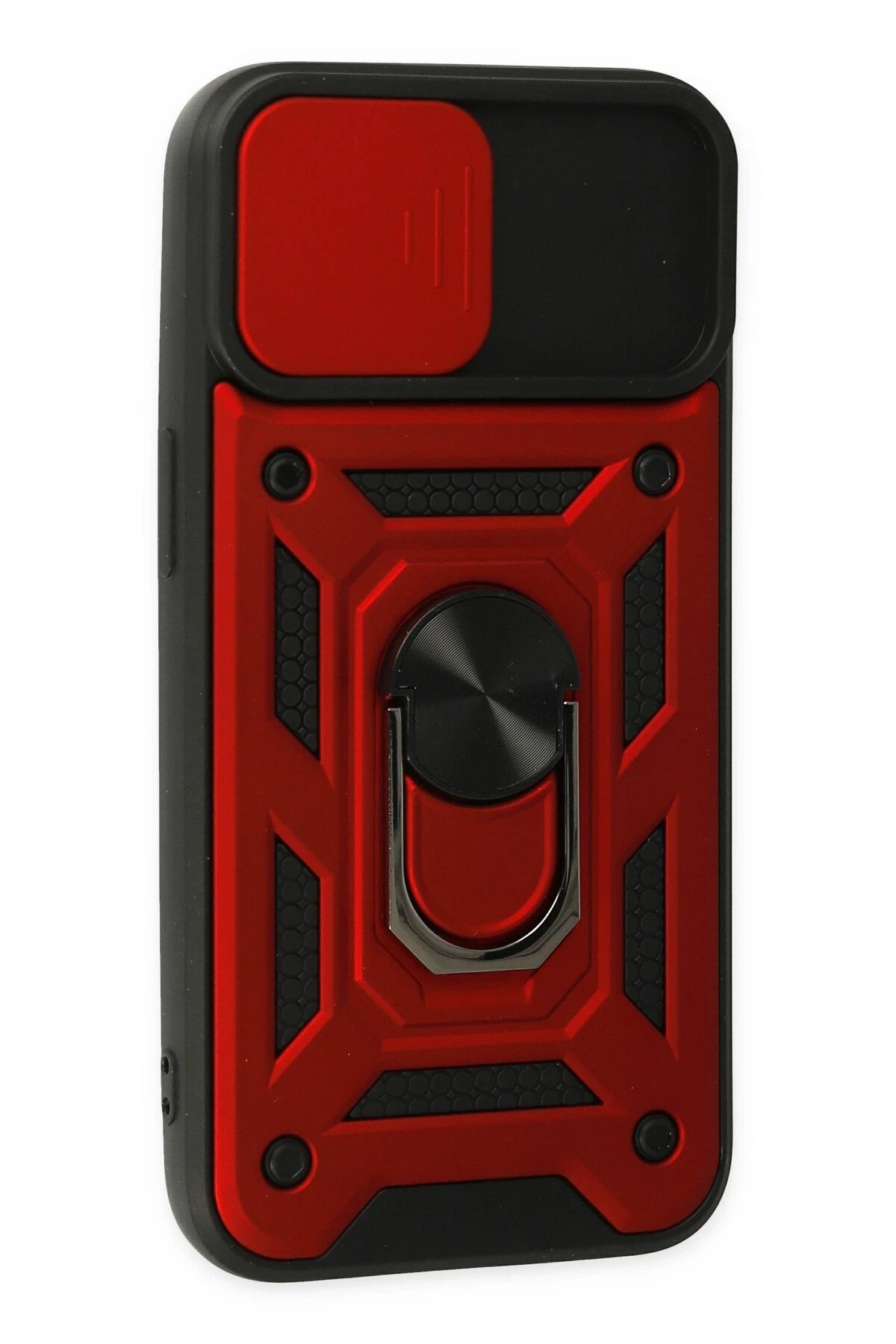 Newface iPhone 14 Kılıf Pars Lens Yüzüklü Silikon - Kırmızı