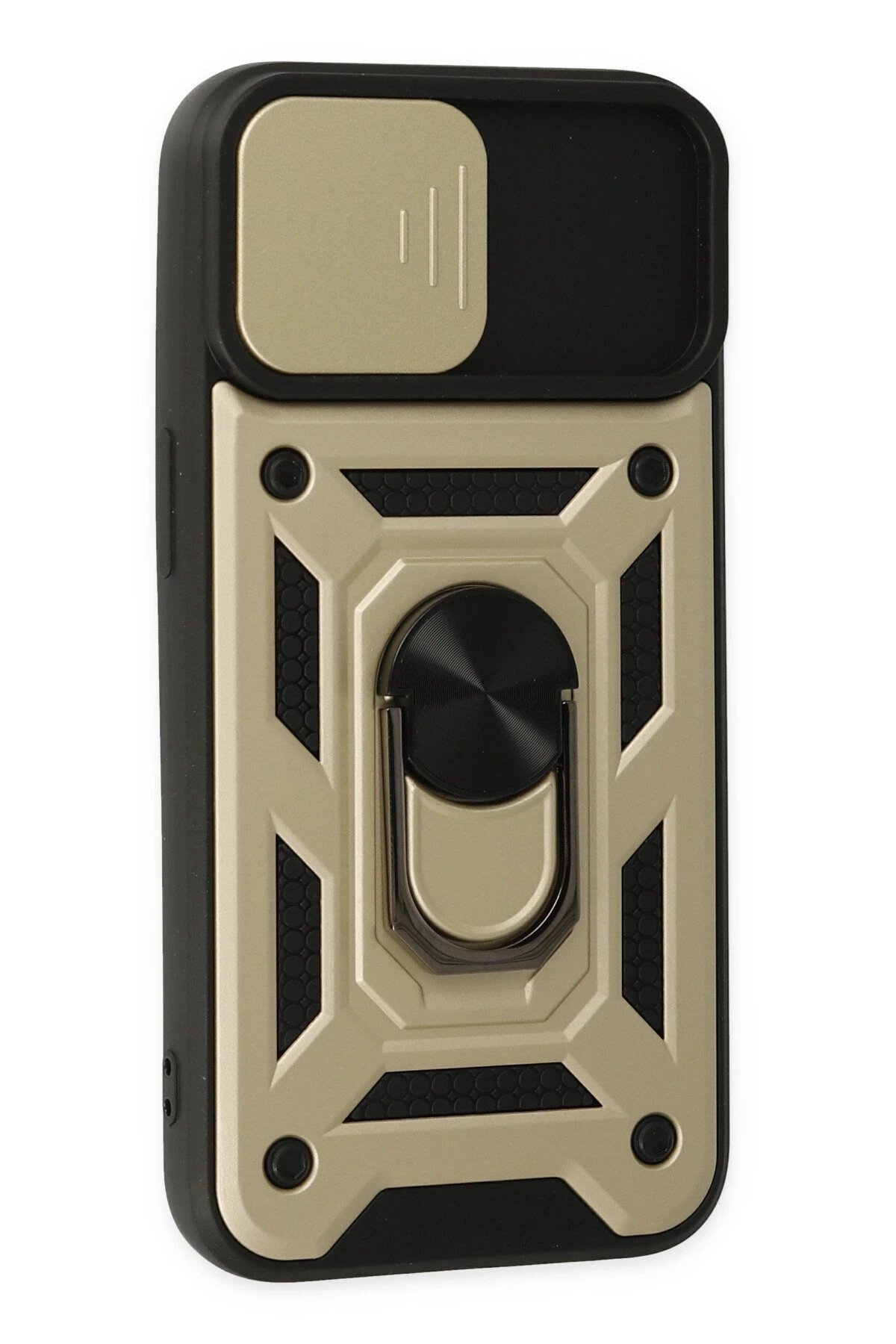 Newface iPhone 14 Kılıf Pars Lens Yüzüklü Silikon - Gold