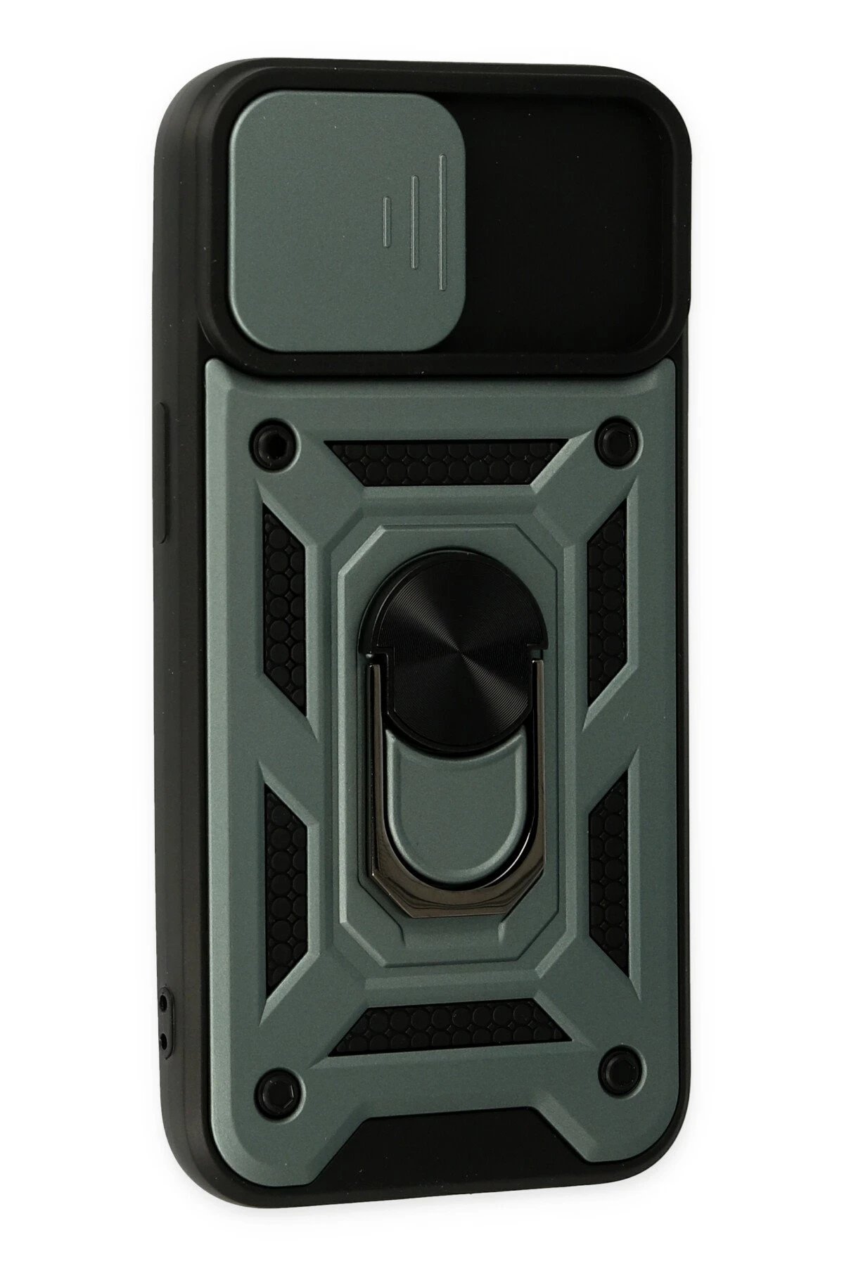 Newface iPhone 14 Kılıf Pars Lens Yüzüklü Silikon - Yeşil