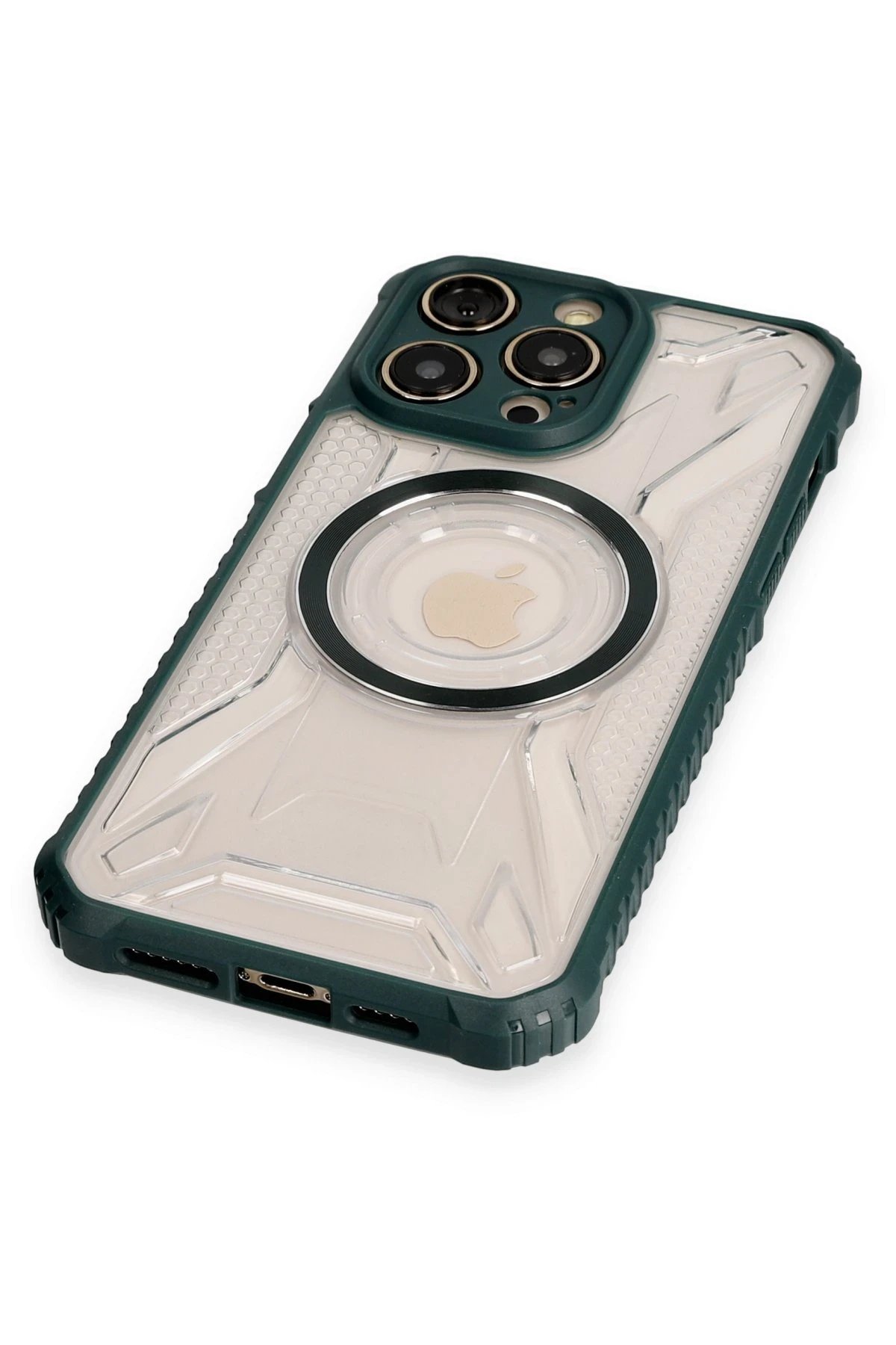 Newface iPhone 12 Pro Max Kılıf Prag Magneticsafe Kapak - Koyu Yeşil