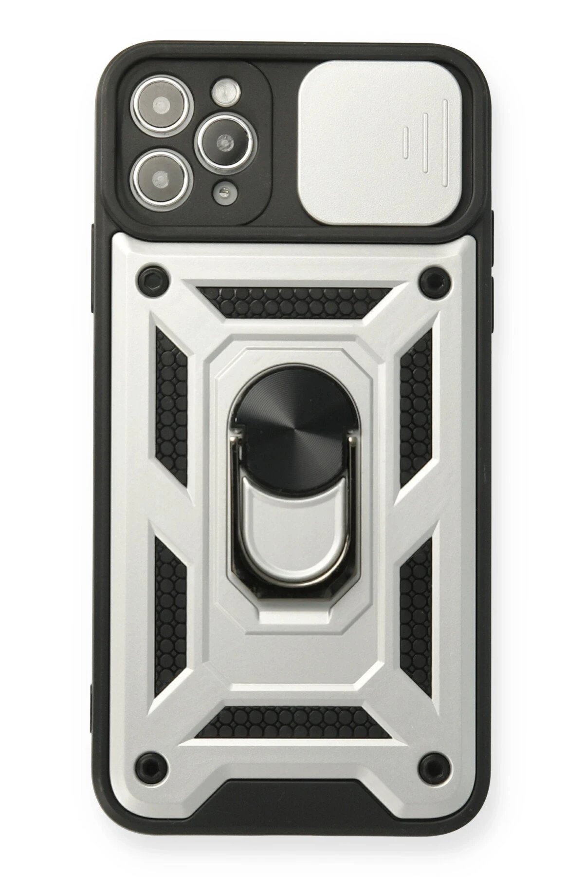 Newface iPhone 11 Pro Kılıf Pars Lens Yüzüklü Silikon - Gümüş