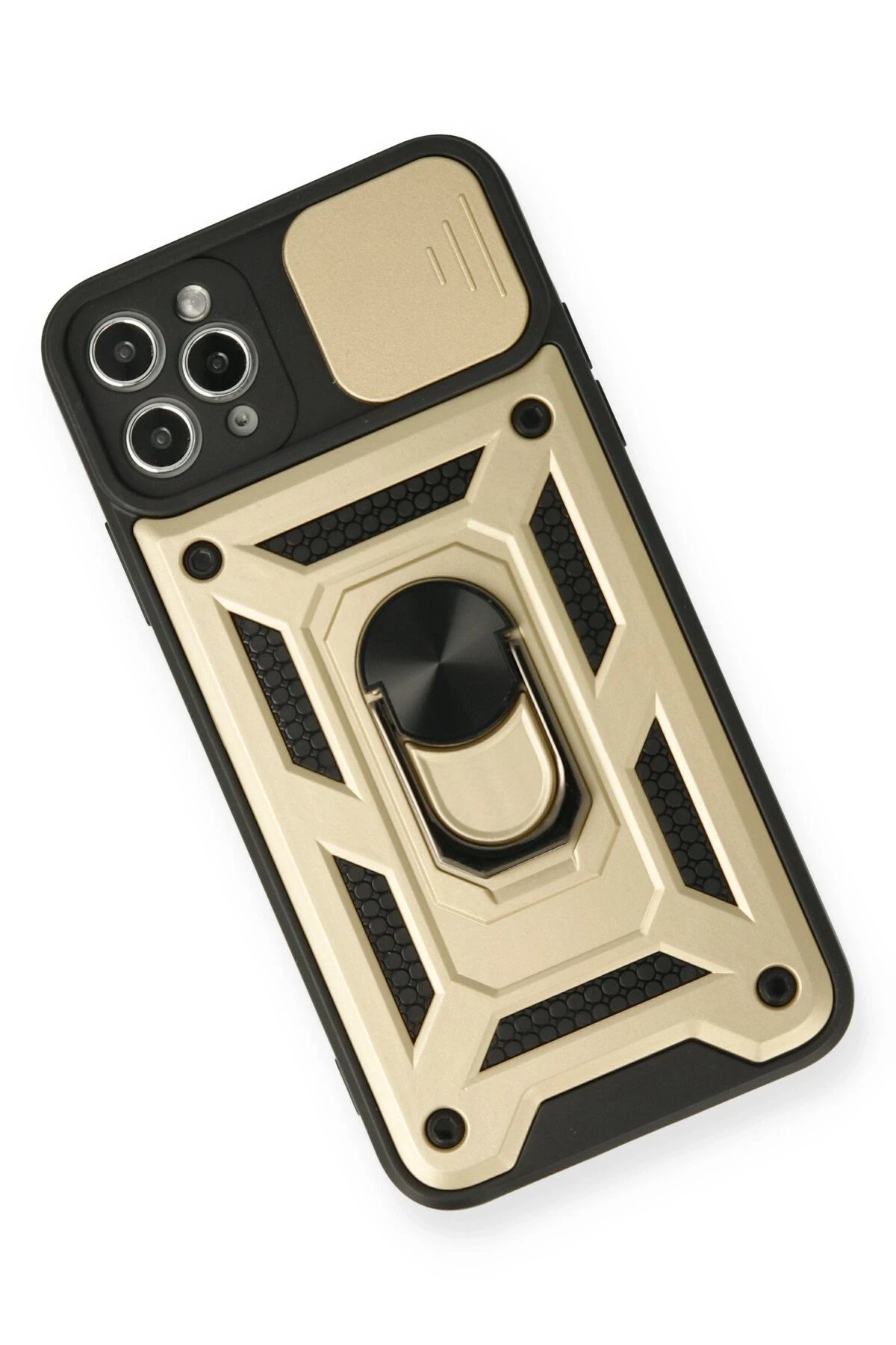 Newface iPhone 11 Pro Max Kılıf Pars Lens Yüzüklü Silikon - Gold