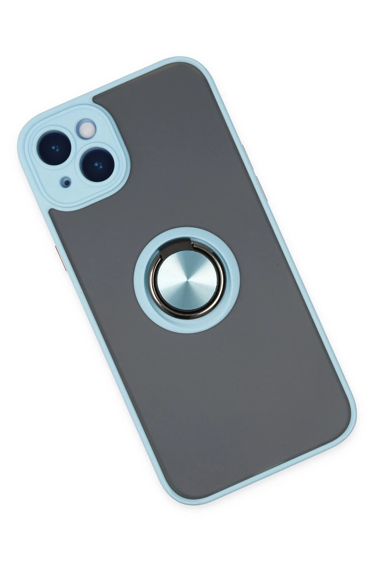 Newface iPhone 14 Kılıf Montreal Yüzüklü Silikon Kapak - Buz Mavi