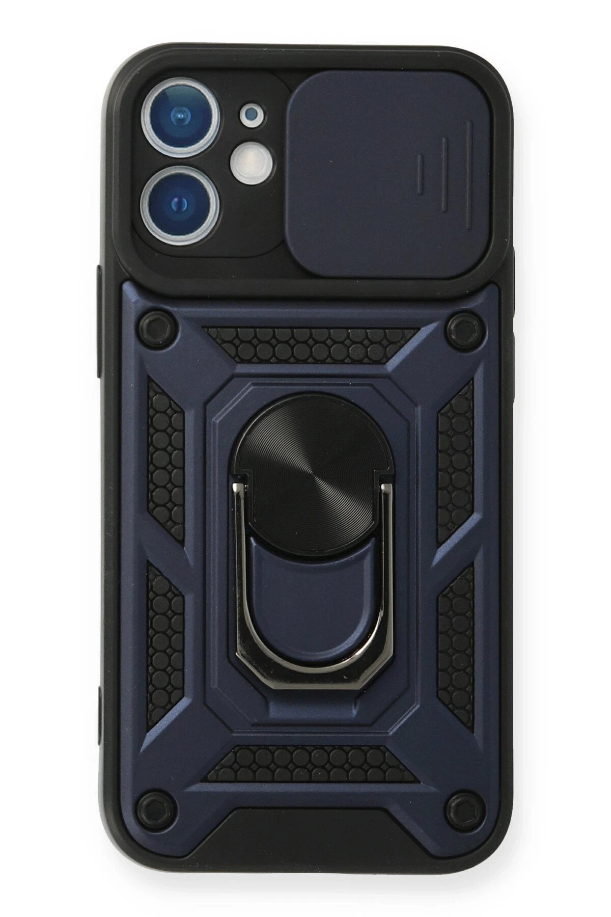 Newface iPhone 12 Kılıf Pars Lens Yüzüklü Silikon - Lacivert