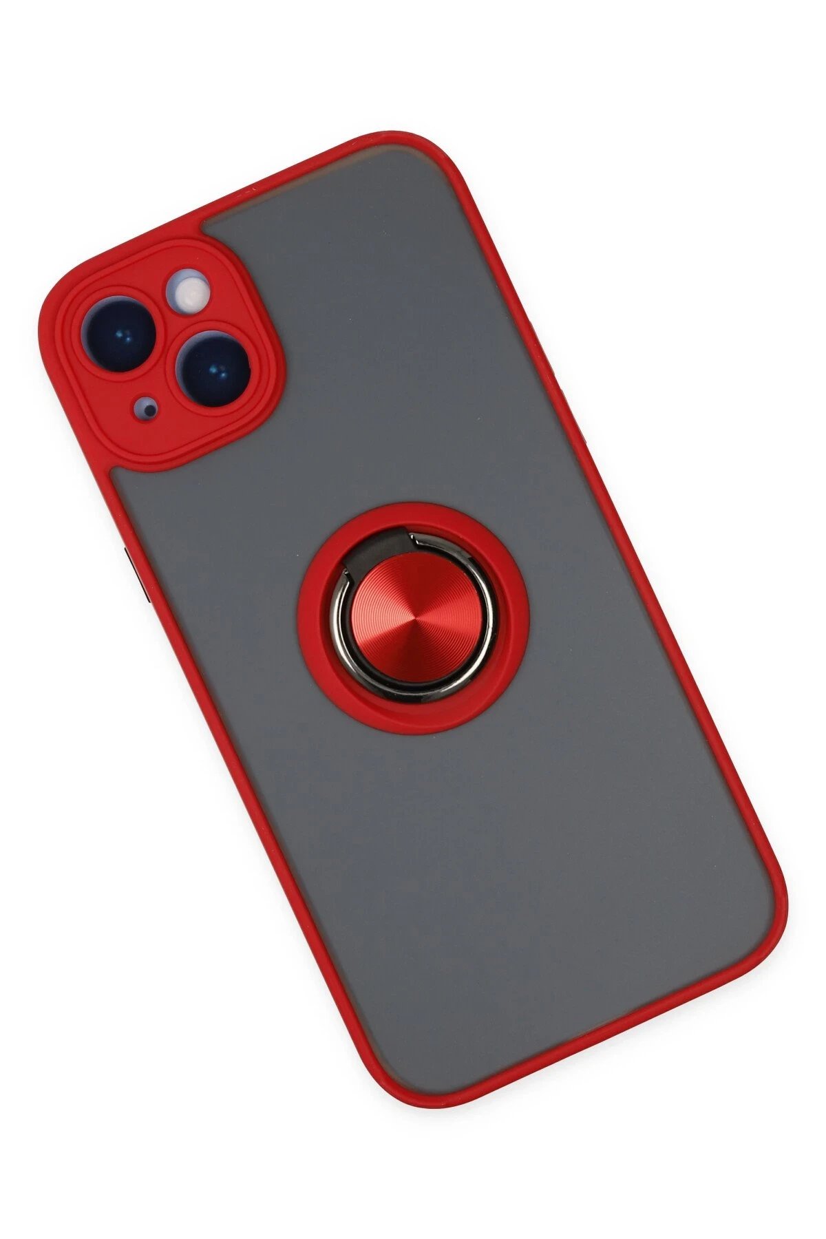 Newface iPhone 14 Kılıf Montreal Yüzüklü Silikon Kapak - Kırmızı