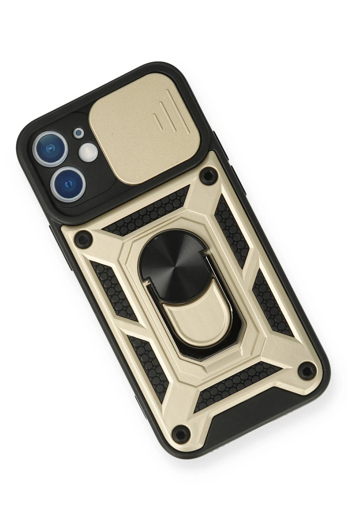 Newface iPhone 12 Mini Kılıf Pars Lens Yüzüklü Silikon - Gold