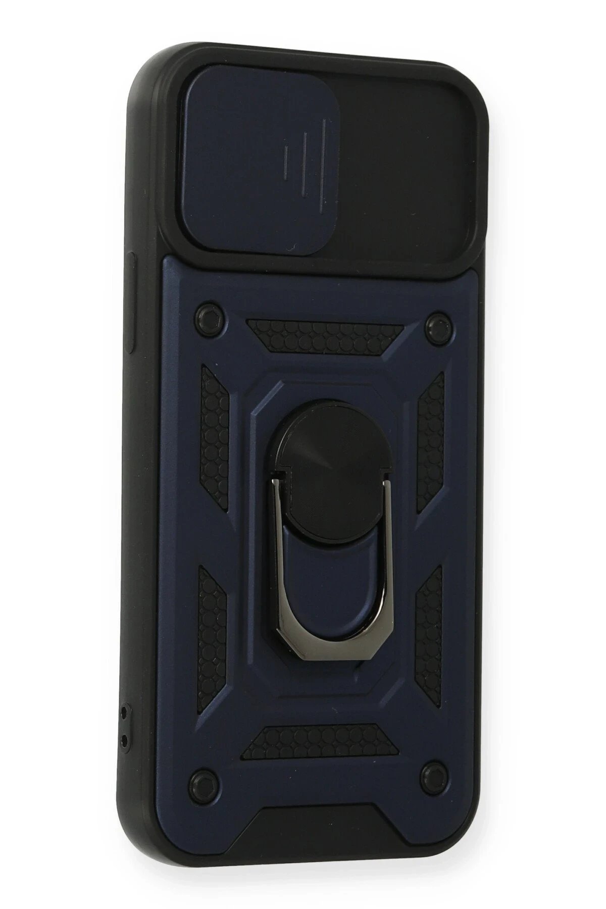 Newface iPhone 12 Pro Kılıf Pars Lens Yüzüklü Silikon - Lacivert