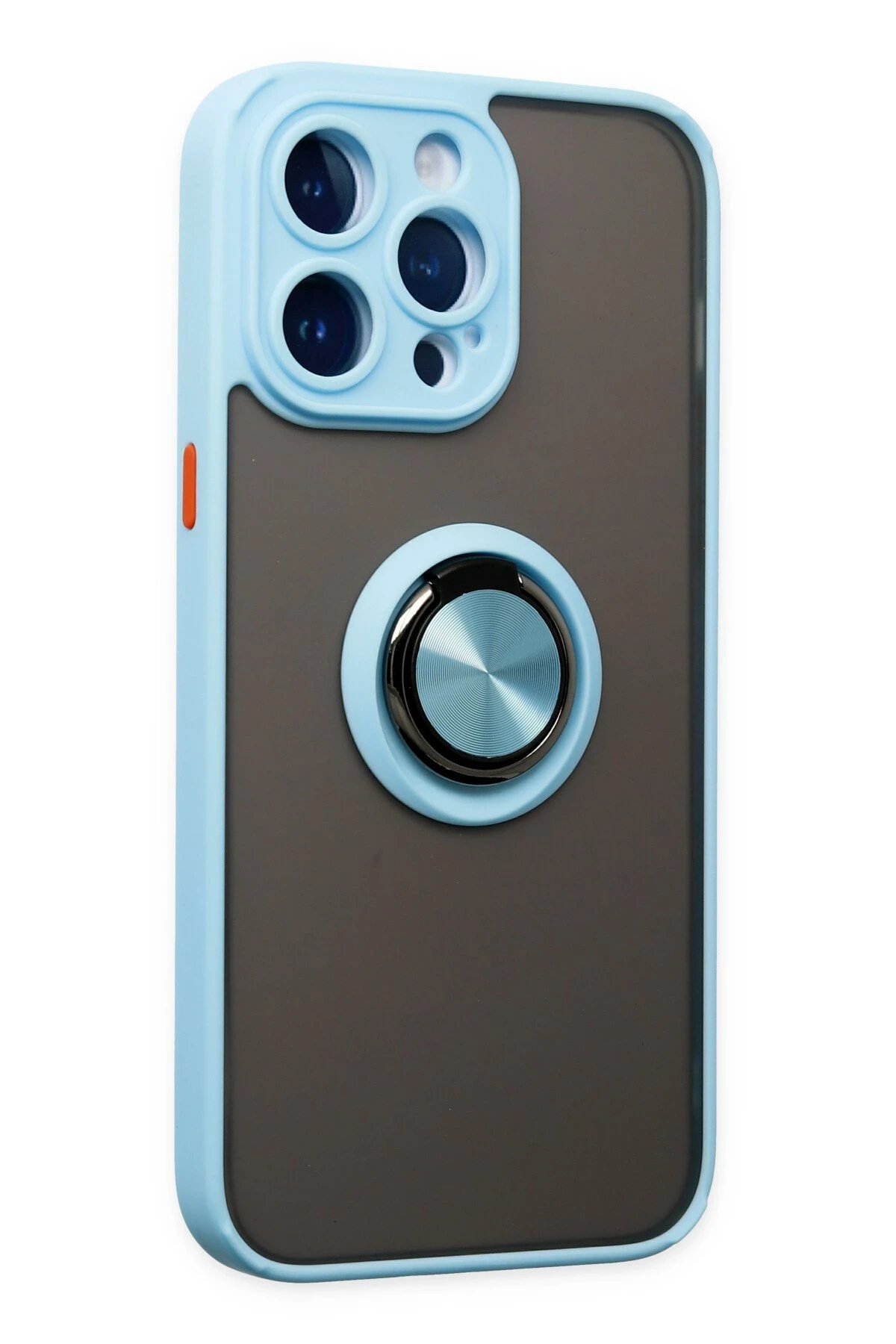 Newface iPhone 14 Pro Kılıf Montreal Yüzüklü Silikon Kapak - Buz Mavi