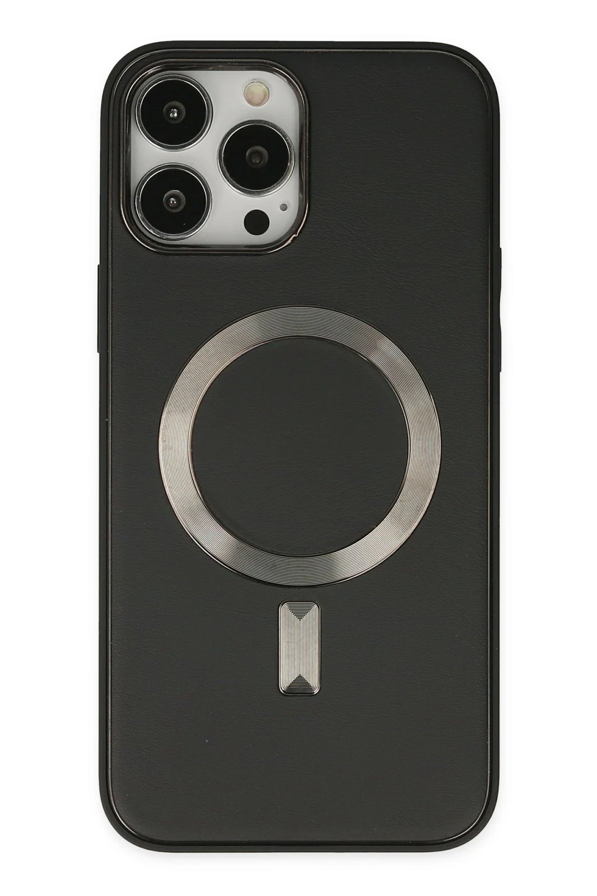 Newface iPhone 13 Pro Max Kılıf Coco Deri Magneticsafe Silikon - Siyah