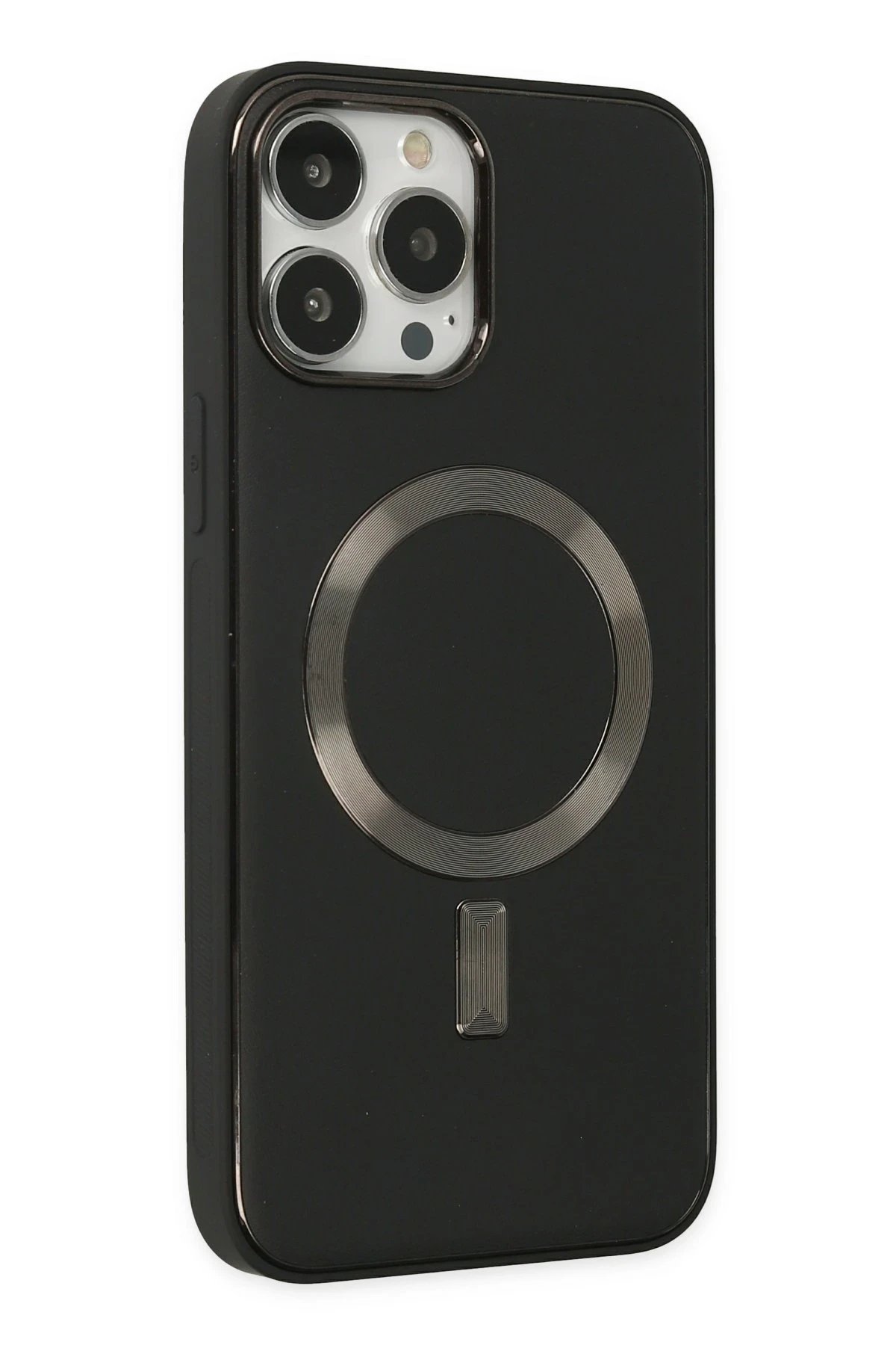 Newface iPhone 13 Pro Max Kılıf Coco Deri Magneticsafe Silikon - Siyah