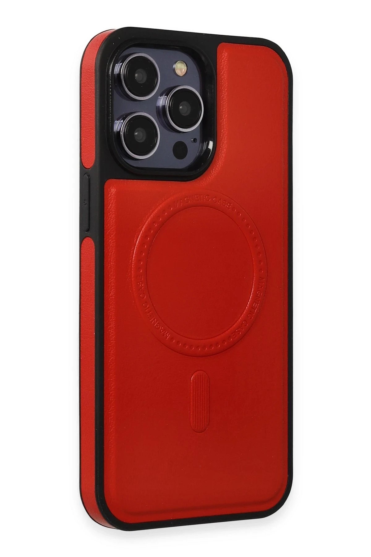 Newface iPhone 14 Pro Kılıf Ozzi Magsafe Deri Kapak - Kırmızı