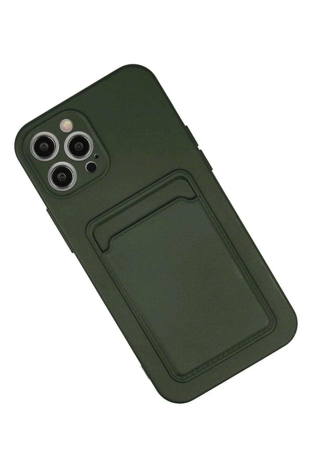 Newface iPhone 12 Pro Max Kılıf Kelvin Kartvizitli Silikon - Koyu Yeşil