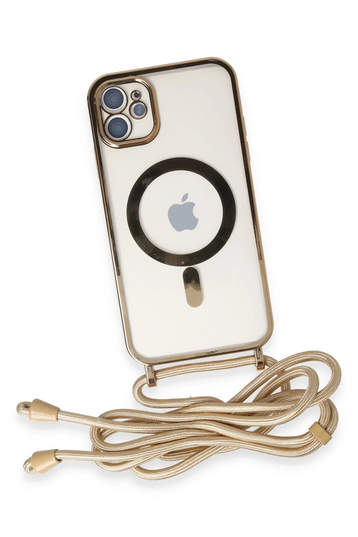 Newface iPhone 11 Kılıf Divo Lazer Askılı Magsafe Kapak - Gold