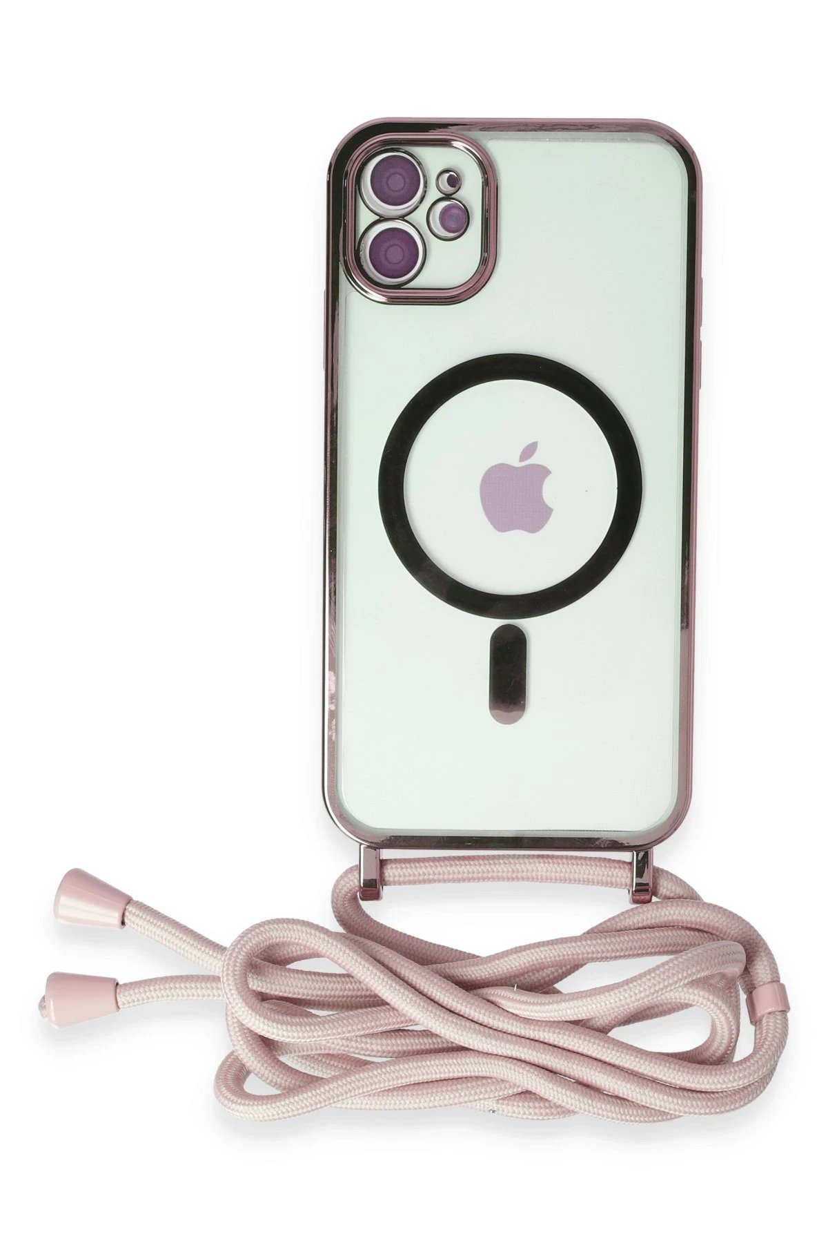 Newface iPhone 11 Kılıf Divo Lazer Askılı Magsafe Kapak - Pembe