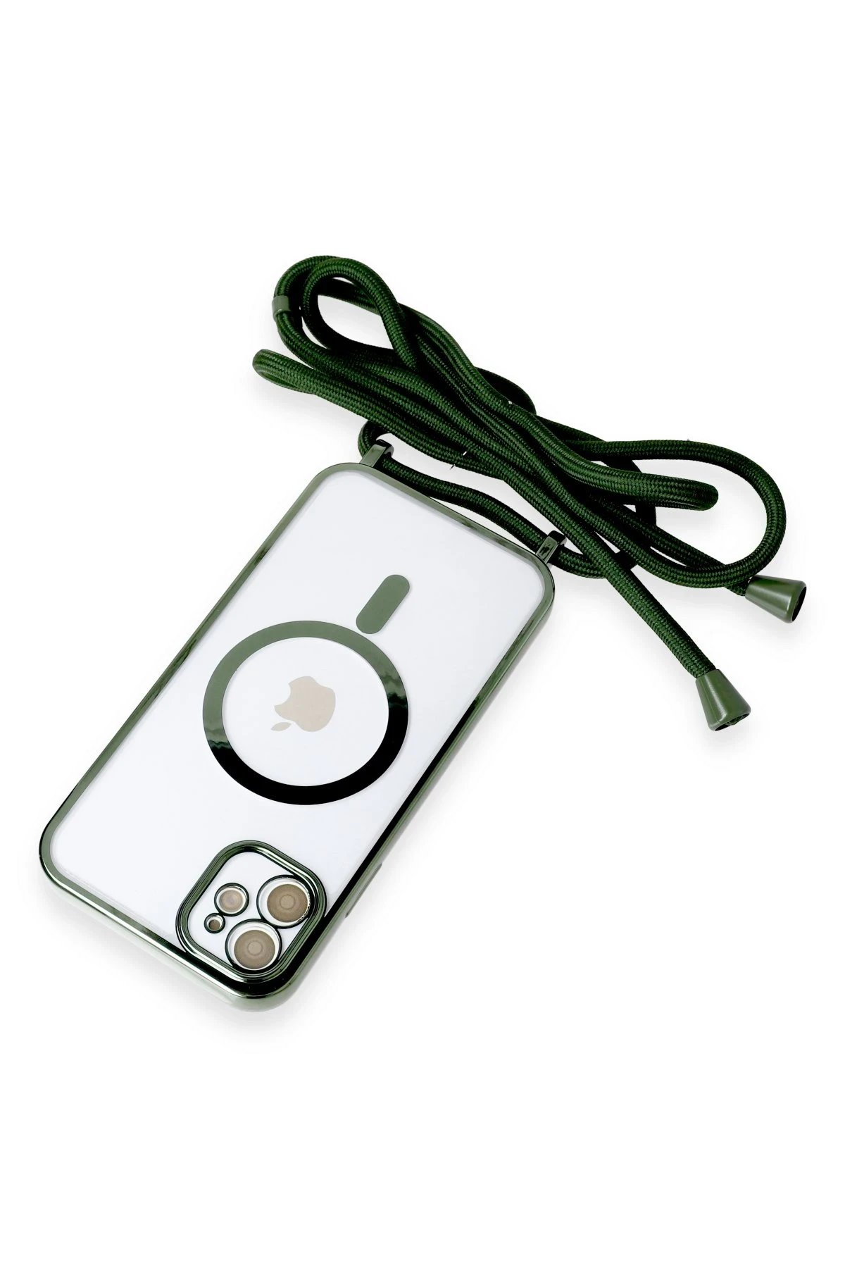 Newface iPhone 11 Kılıf Divo Lazer Askılı Magsafe Kapak - Koyu Yeşil