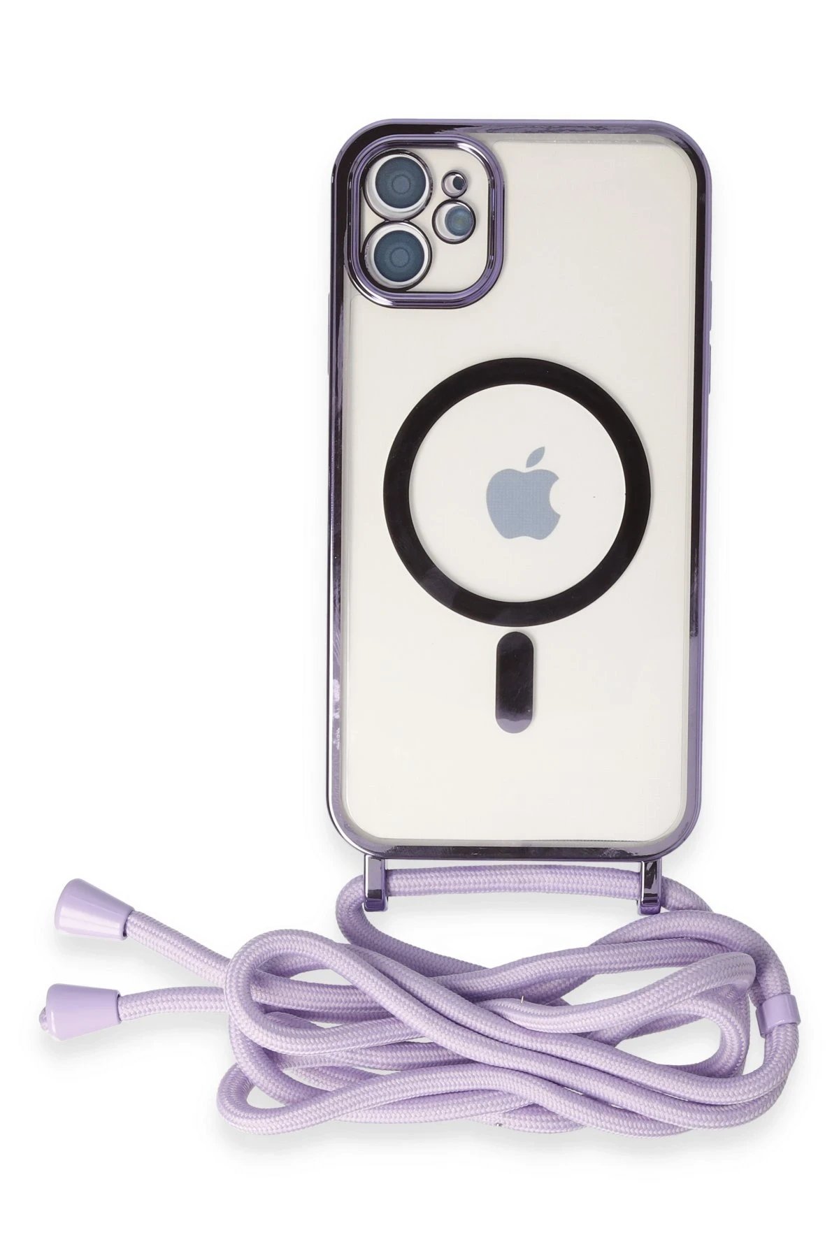 Newface iPhone 11 Kılıf Divo Lazer Askılı Magsafe Kapak - Lila