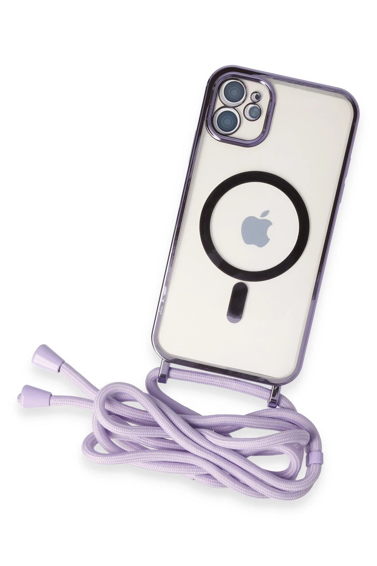 Newface iPhone 11 Kılıf Divo Lazer Askılı Magsafe Kapak - Lila