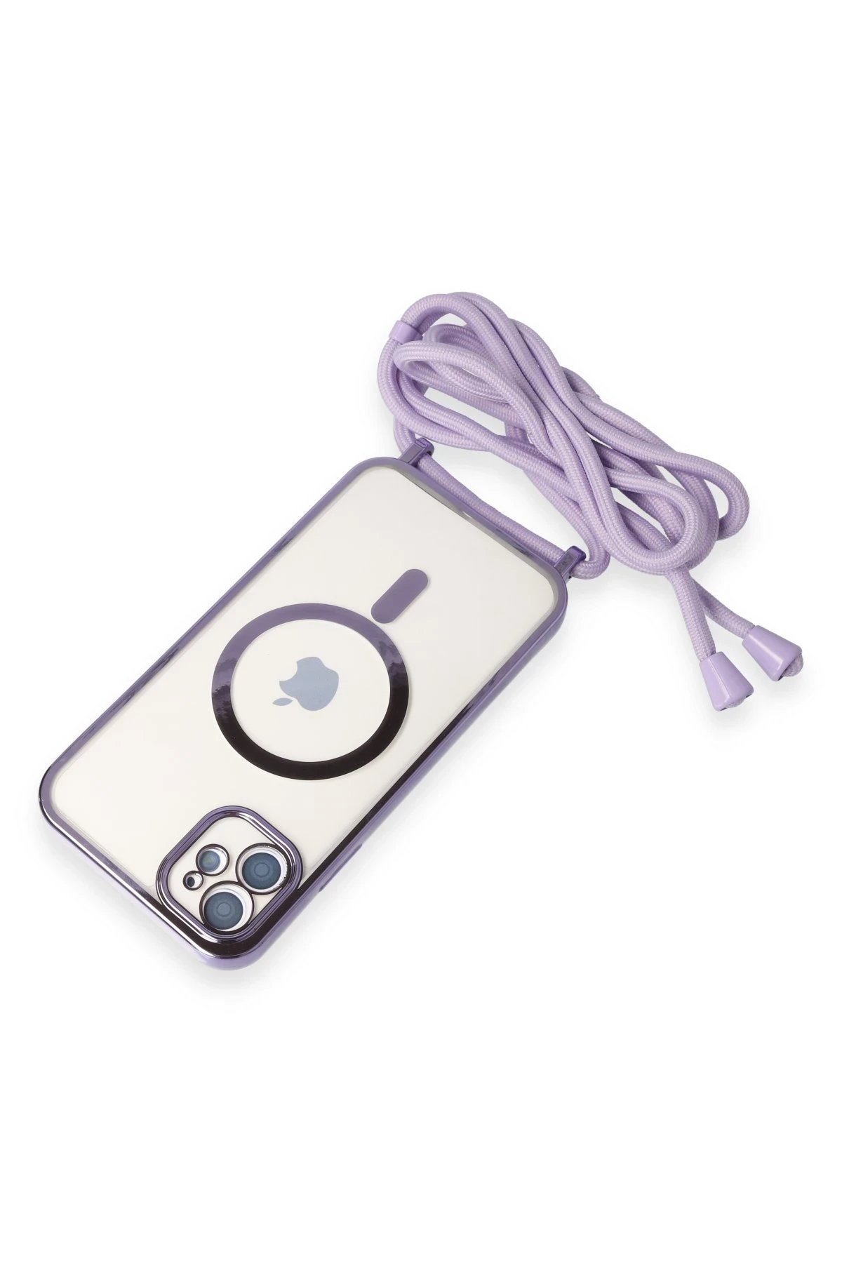 Newface iPhone 11 Kılıf Divo Lazer Askılı Magsafe Kapak - Lila