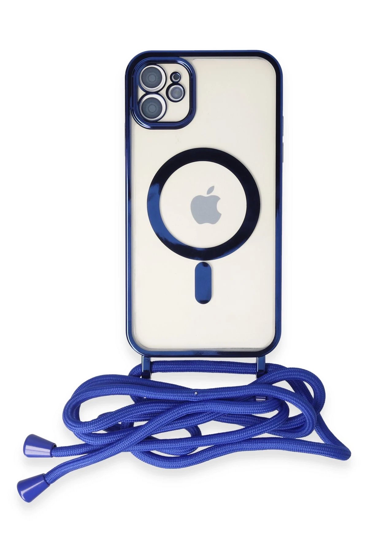 Newface iPhone 11 Kılıf Divo Lazer Askılı Magsafe Kapak - Mavi