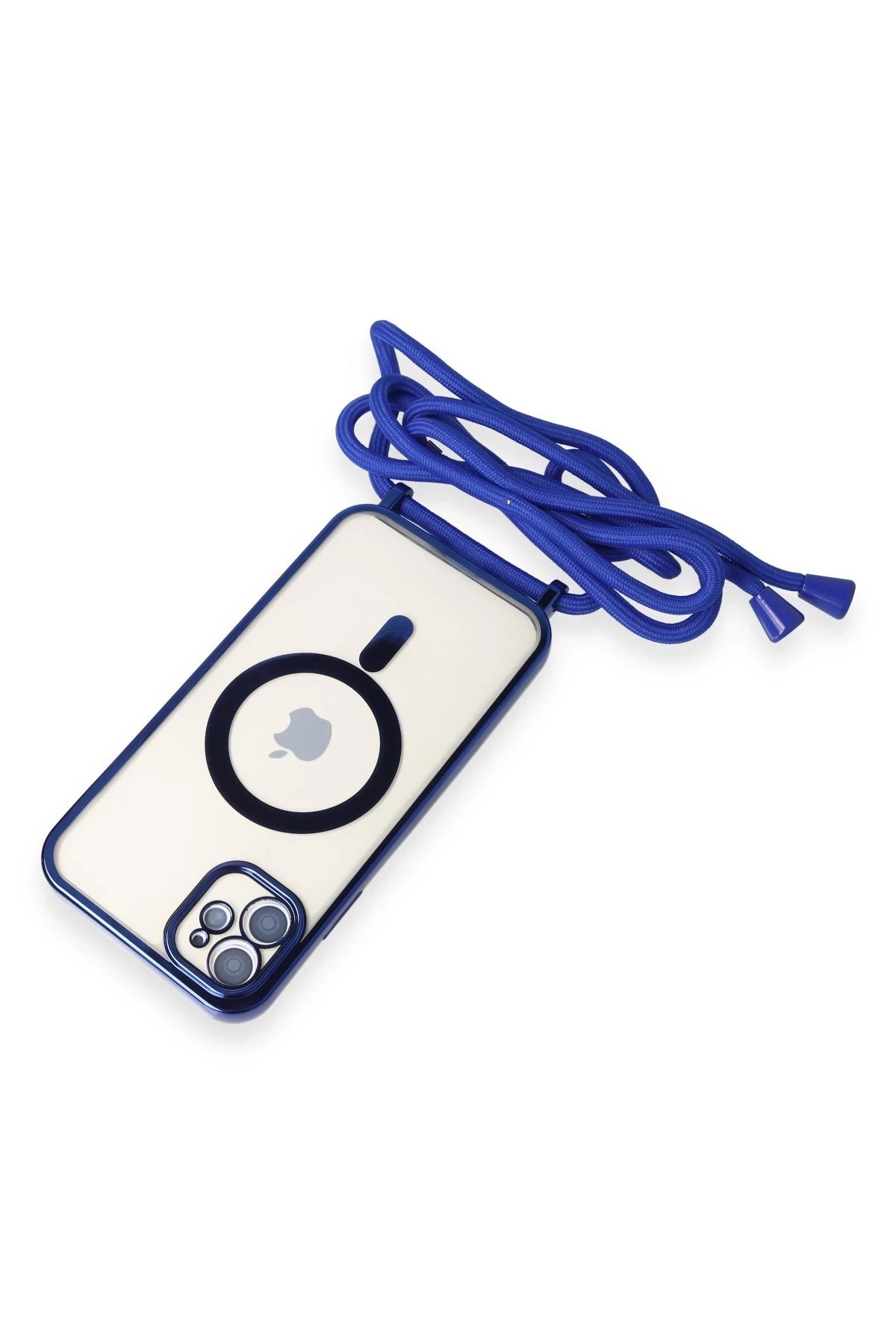 Newface iPhone 11 Kılıf Divo Lazer Askılı Magsafe Kapak - Mavi