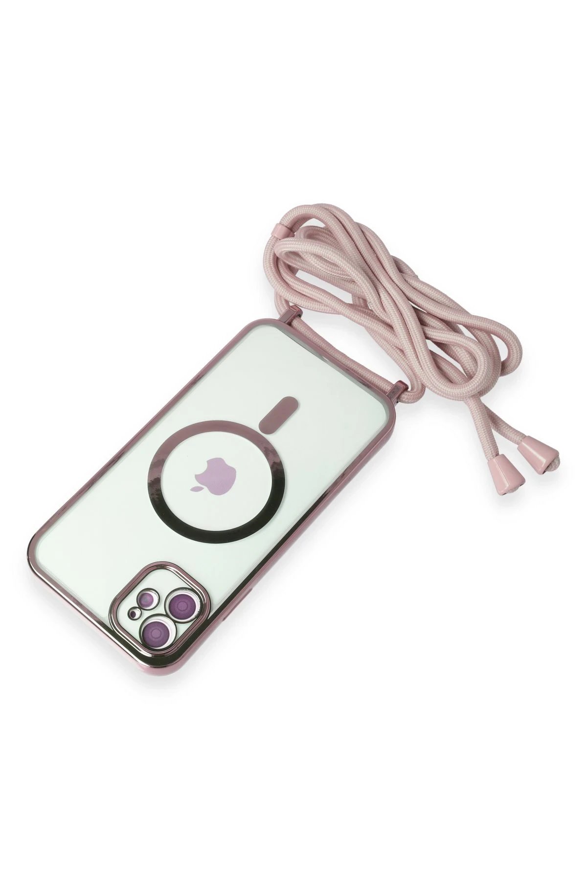 Newface iPhone 12 Kılıf Divo Lazer Askılı Magsafe Kapak - Pembe