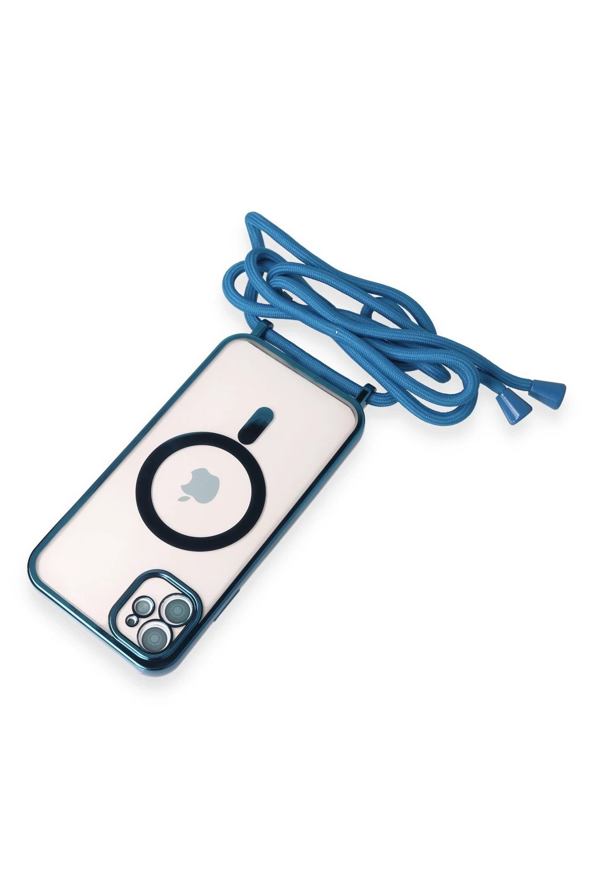 Newface iPhone 12 Kılıf Divo Lazer Askılı Magsafe Kapak - Sierra Blue