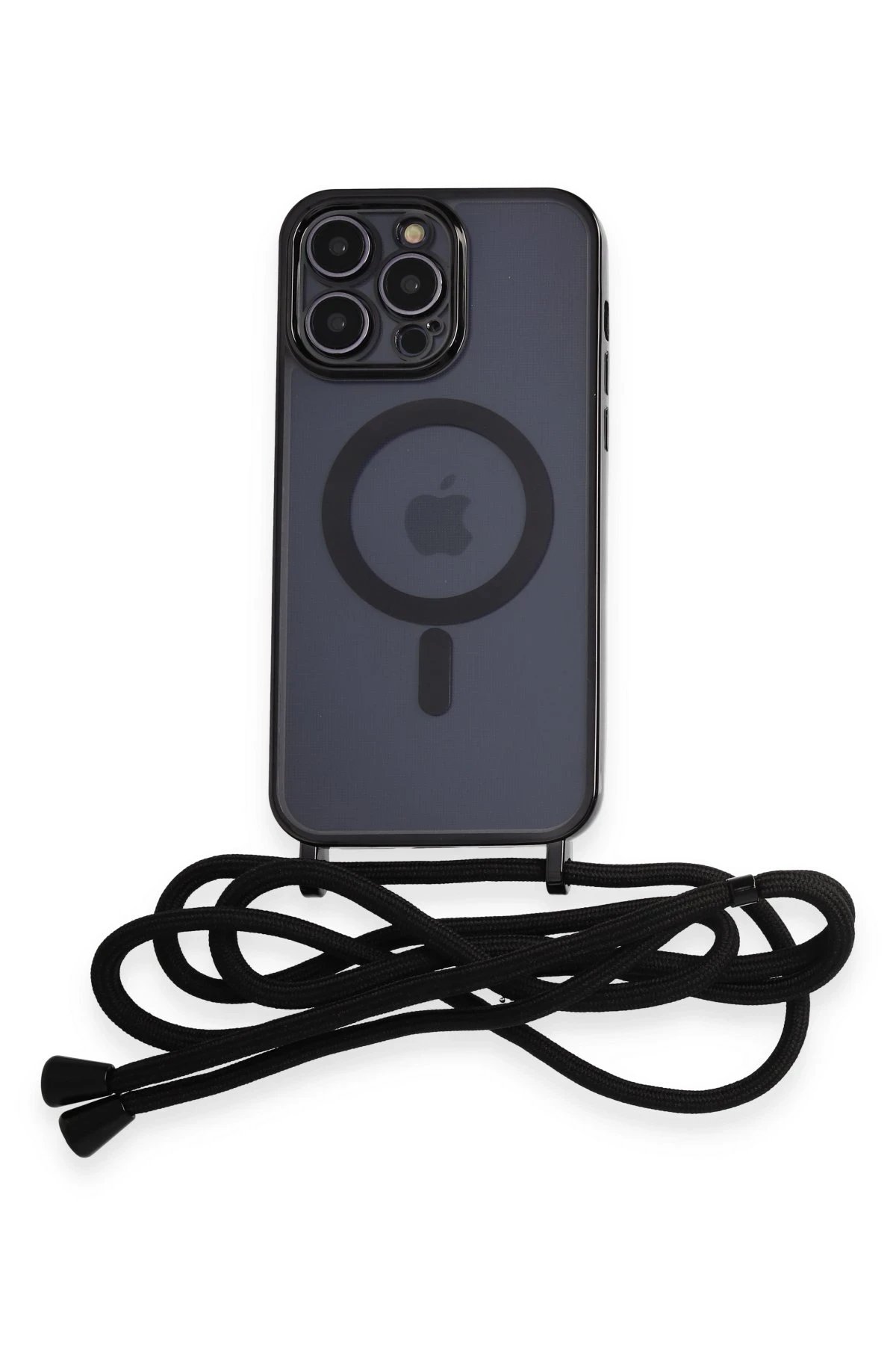 Newface iPhone 12 Pro Kılıf Divo Lazer Askılı Magsafe Kapak - Siyah