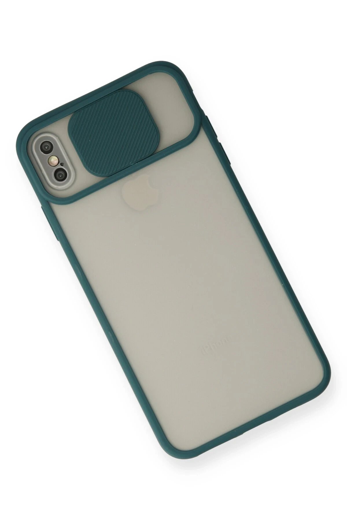 Newface iPhone X Kılıf Palm Buzlu Kamera Sürgülü Silikon - Yeşil