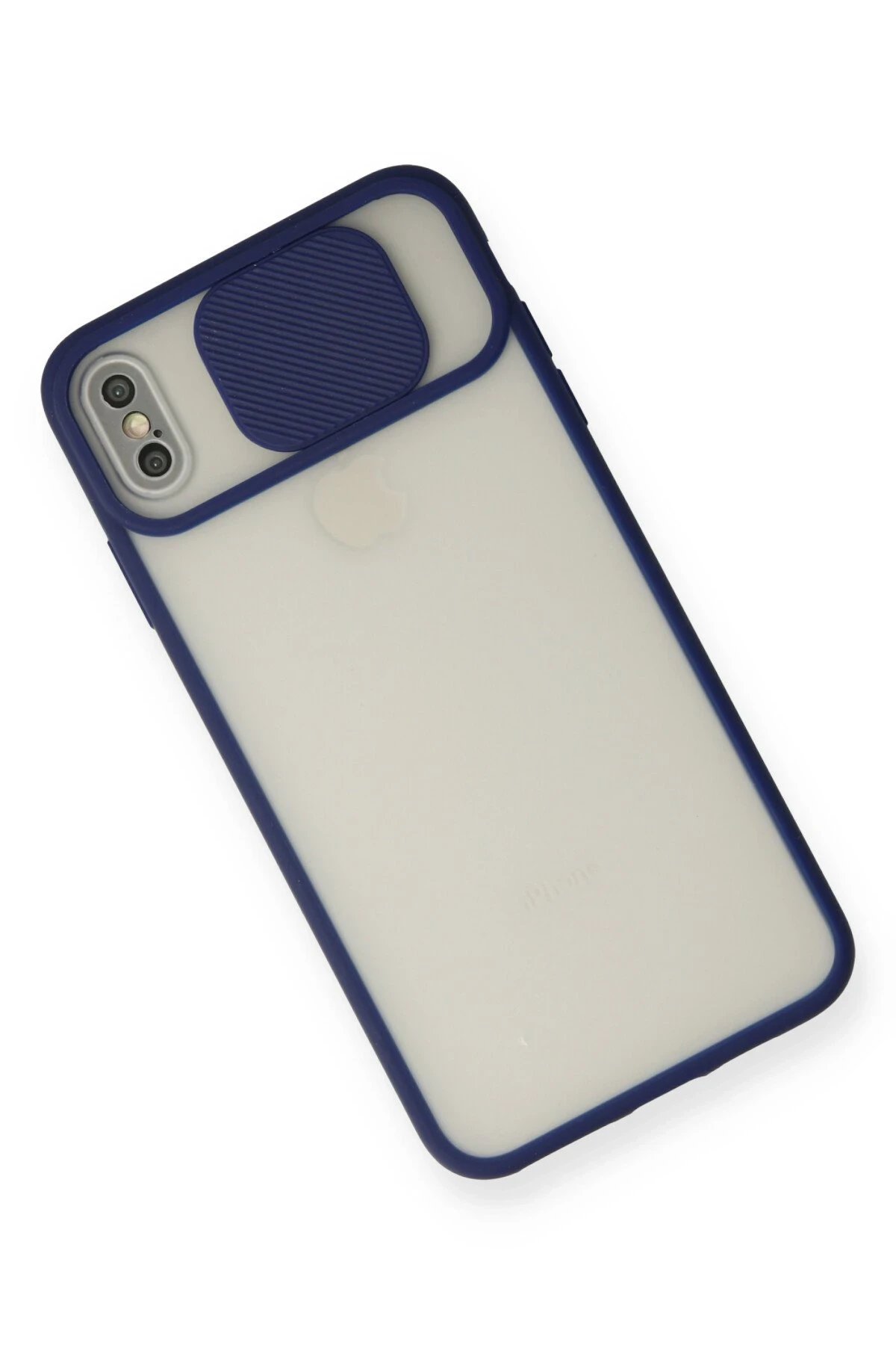 Newface iPhone X Kılıf Palm Buzlu Kamera Sürgülü Silikon - Lacivert