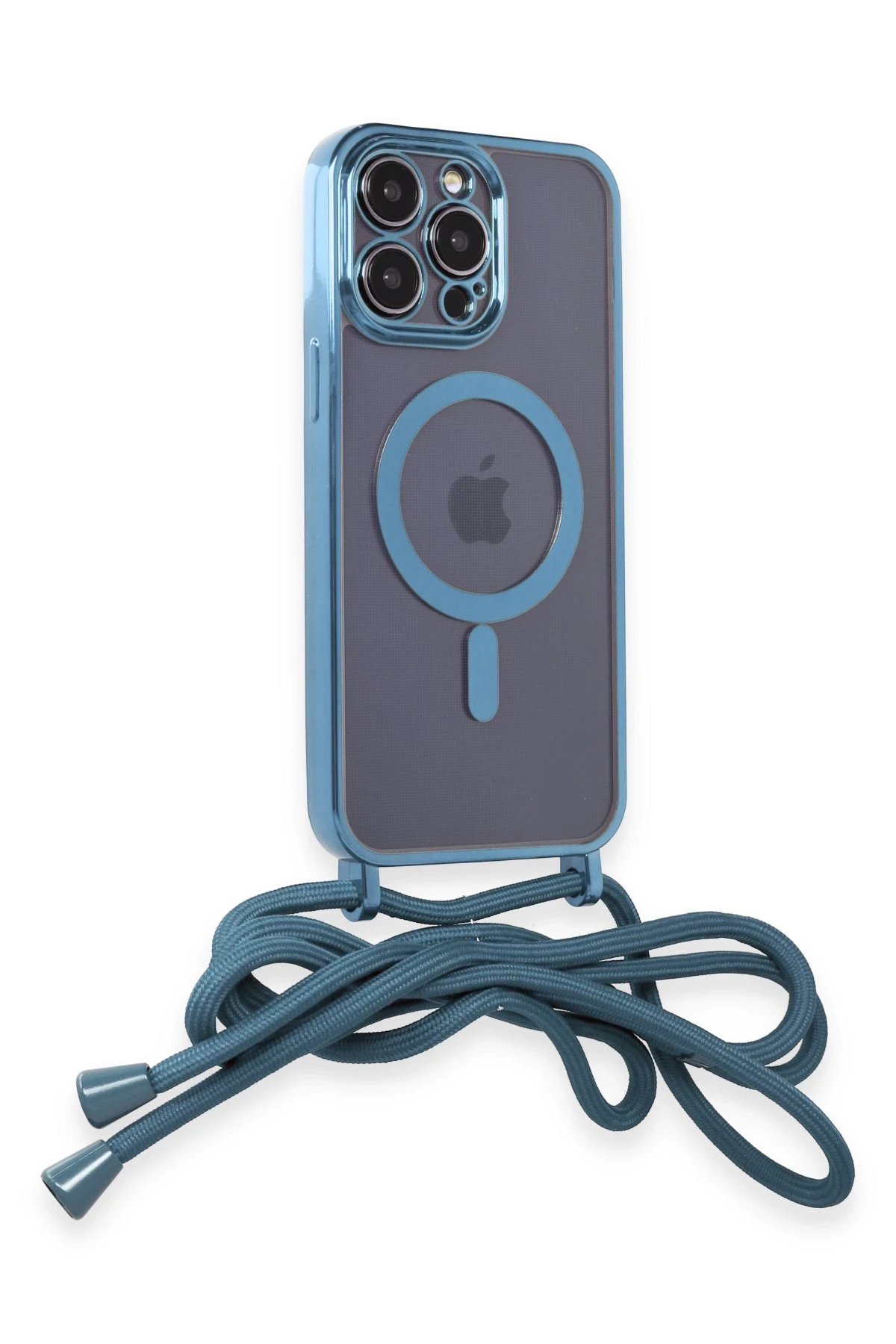 Newface iPhone 12 Pro Kılıf Divo Lazer Askılı Magsafe Kapak - Sierra Blue