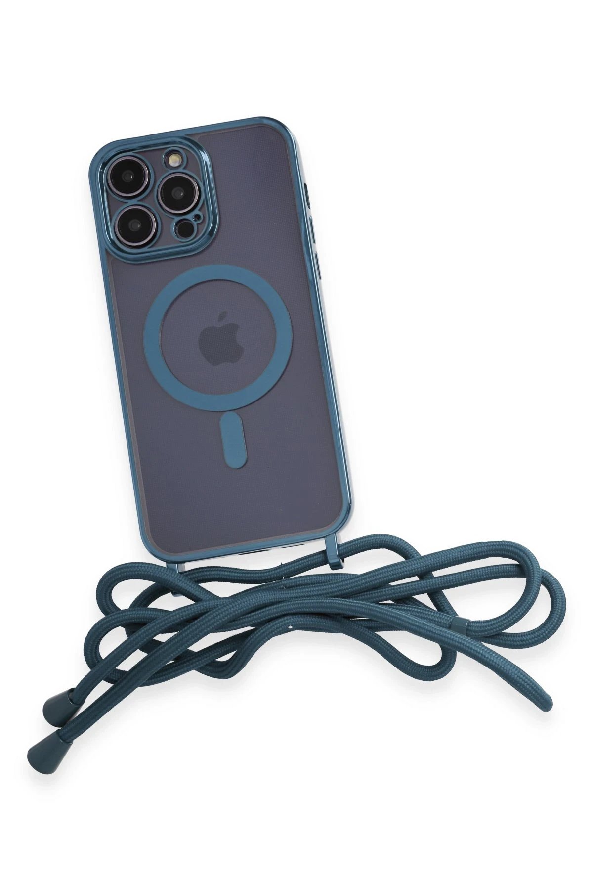 Newface iPhone 12 Pro Kılıf Divo Lazer Askılı Magsafe Kapak - Sierra Blue