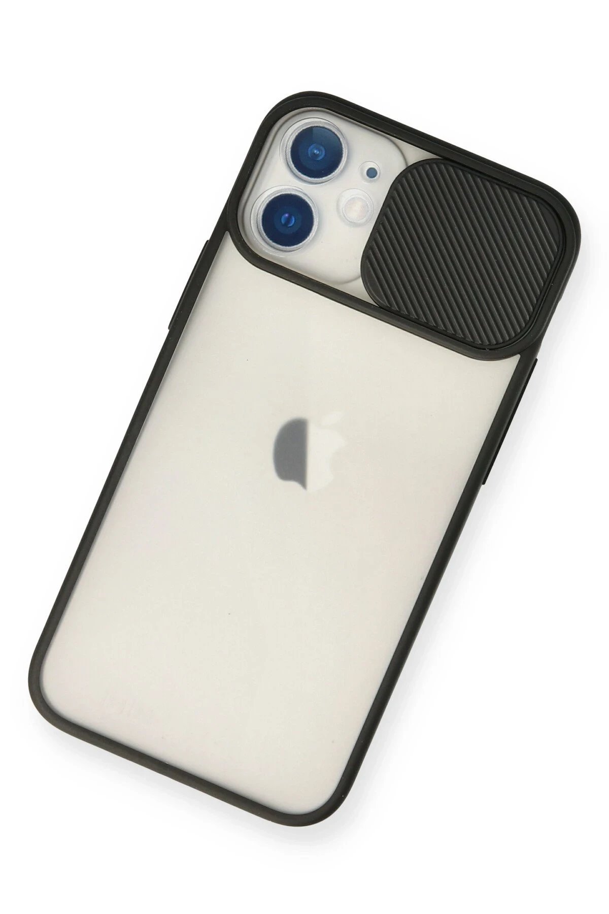 Newface iPhone 12 Mini Kılıf Palm Buzlu Kamera Sürgülü Silikon - Siyah