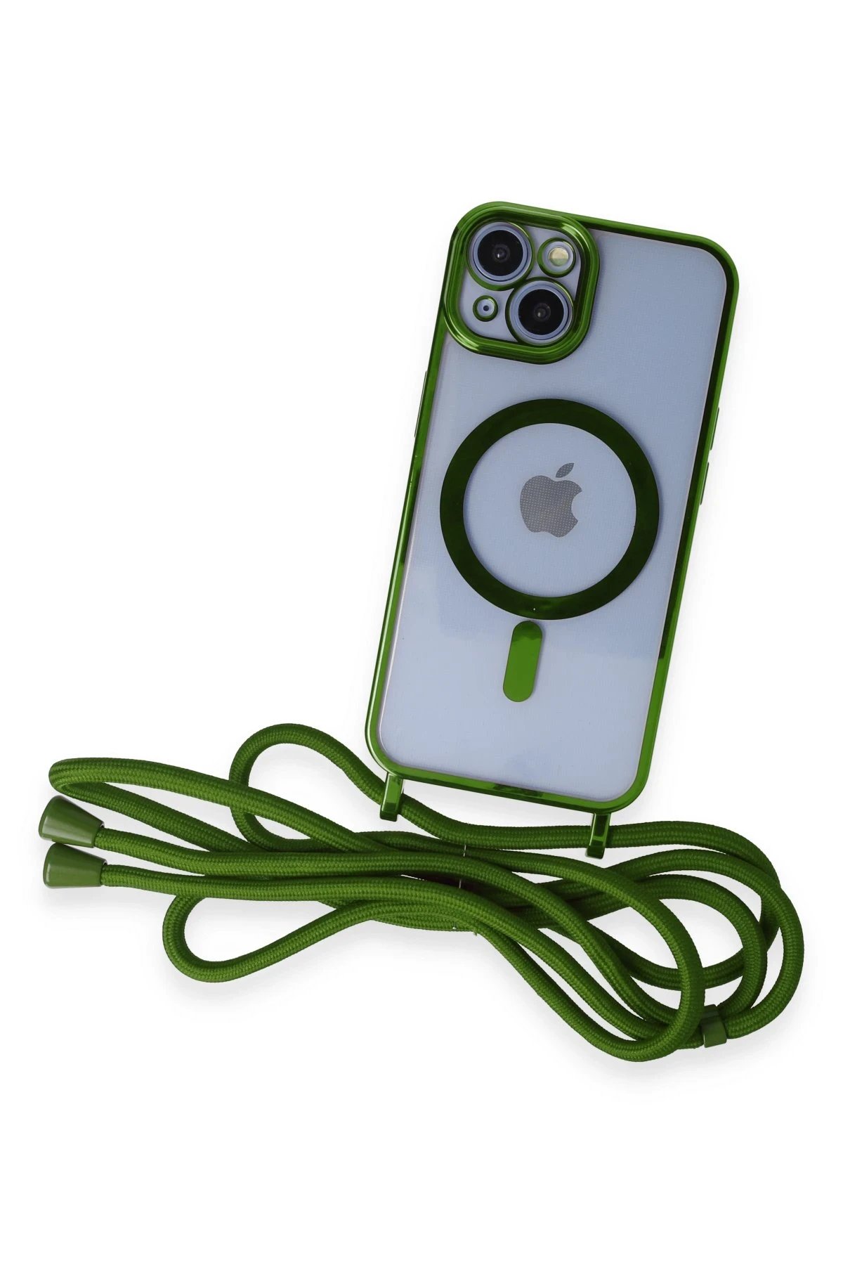 Newface iPhone 13 Kılıf Divo Lazer Askılı Magsafe Kapak - Koyu Yeşil