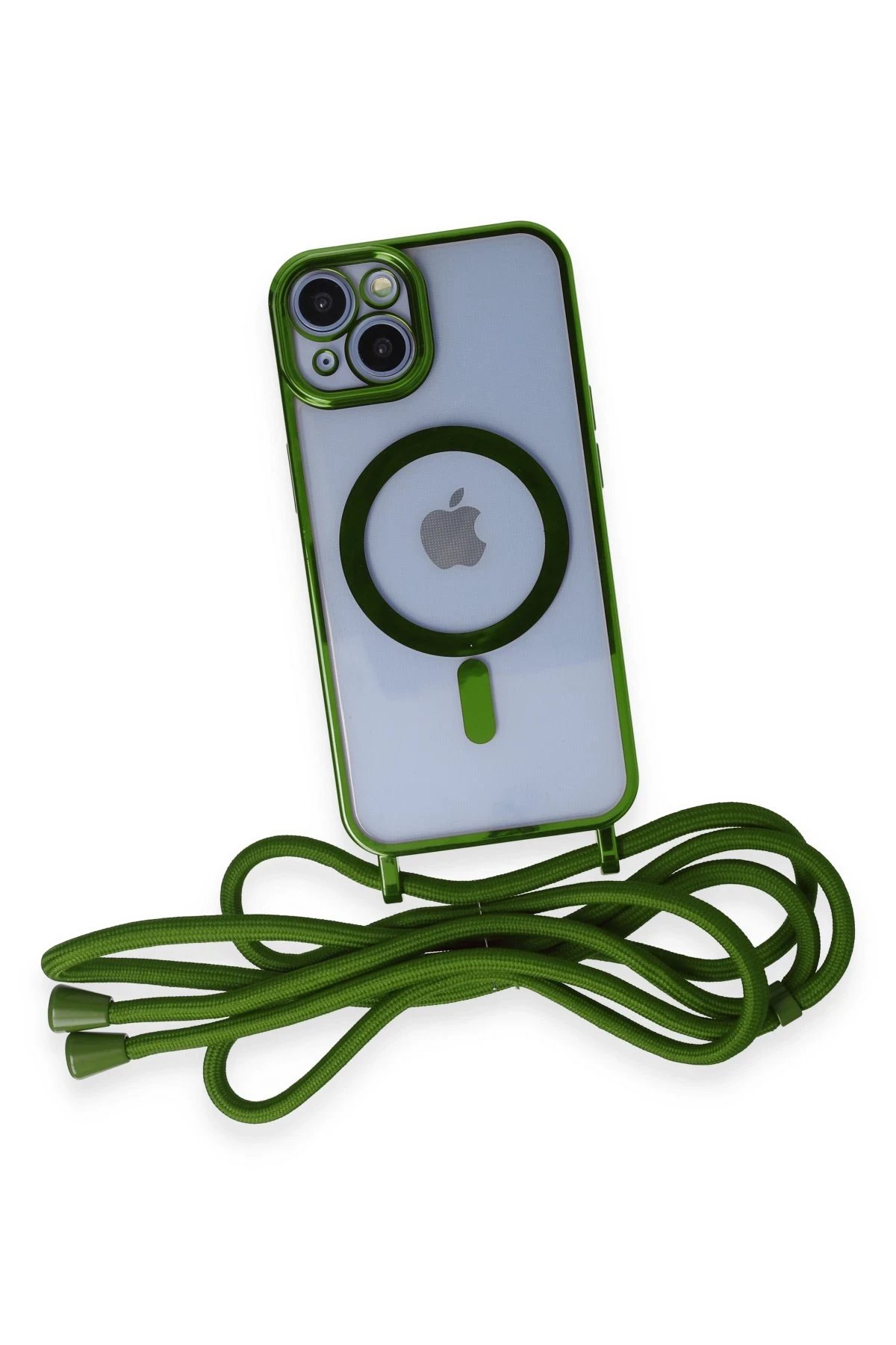 Newface iPhone 13 Kılıf Divo Lazer Askılı Magsafe Kapak - Koyu Yeşil