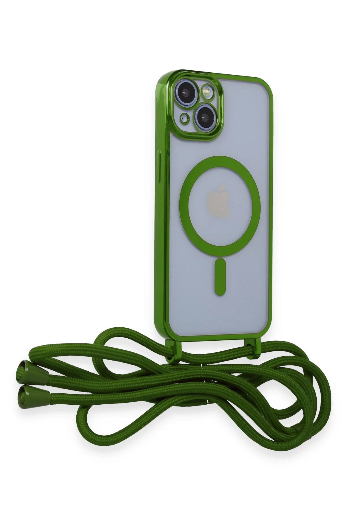 Newface iPhone 13 Kılıf Divo Lazer Askılı Magsafe Kapak - Koyu Yeşil