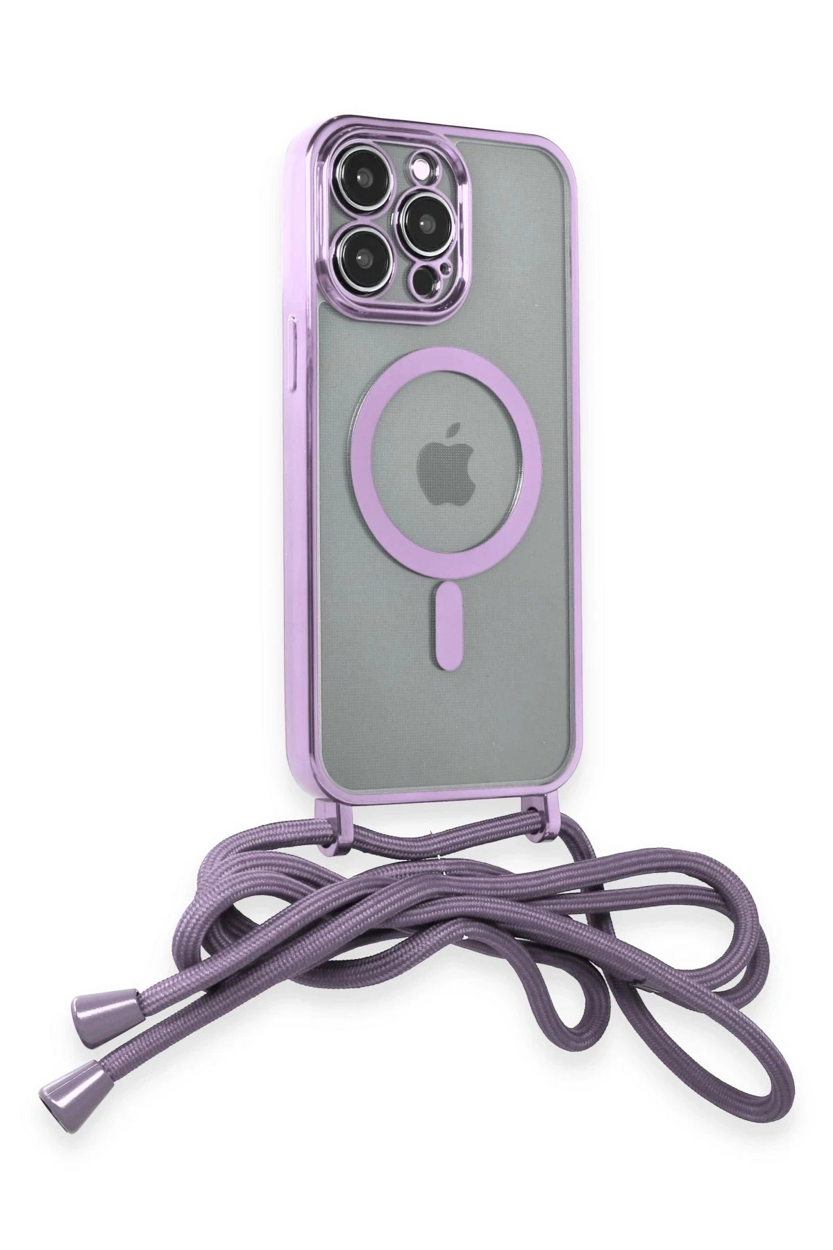 Newface iPhone 13 Pro Max Kılıf Divo Lazer Askılı Magsafe Kapak - Lila