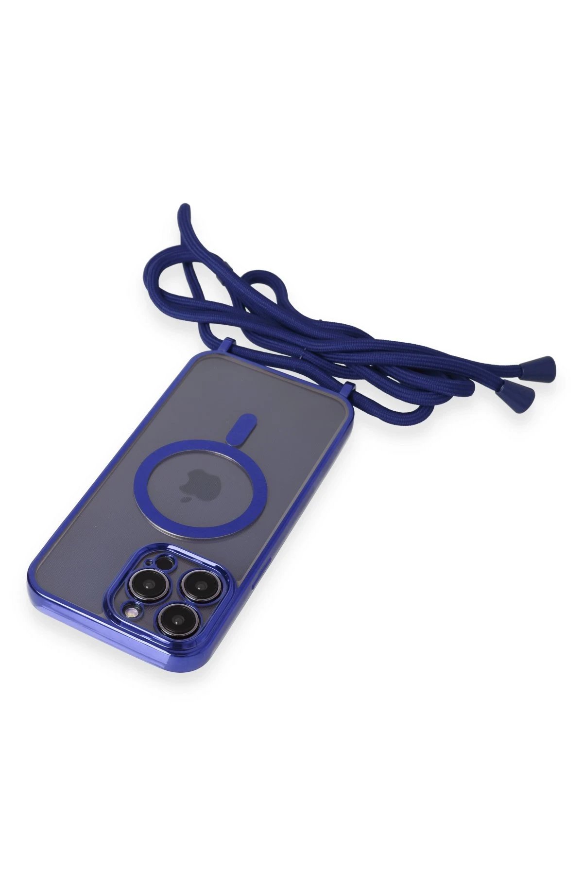 Newface iPhone 13 Pro Max Kılıf Divo Lazer Askılı Magsafe Kapak - Mavi